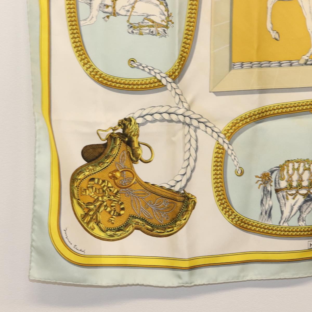 HERMES Carre 90 Scarf ""GRAND APPARAT"" Silk Light Blue Auth 144681