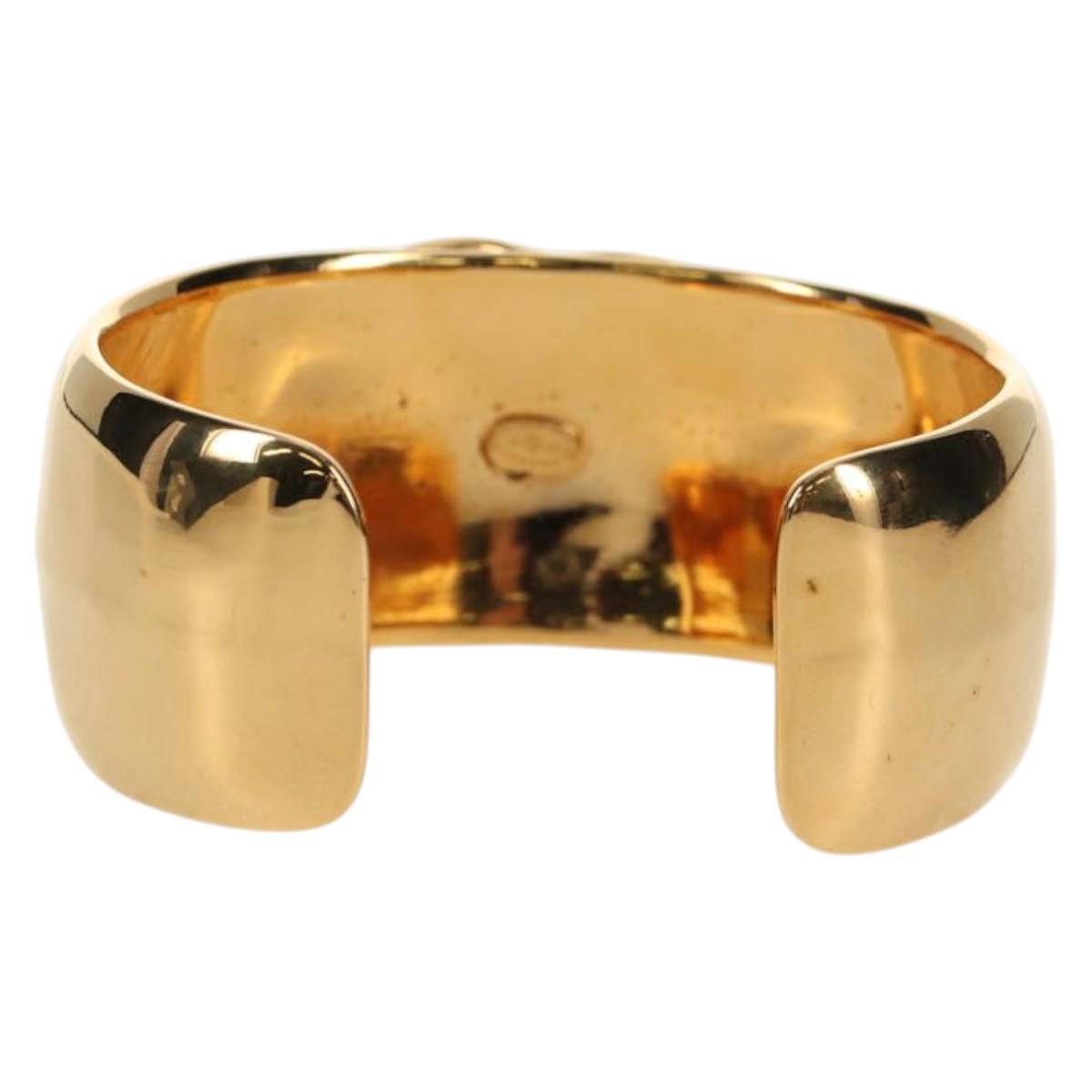 CHANEL Bangle Bracelet Metal Black CC Auth 144682V