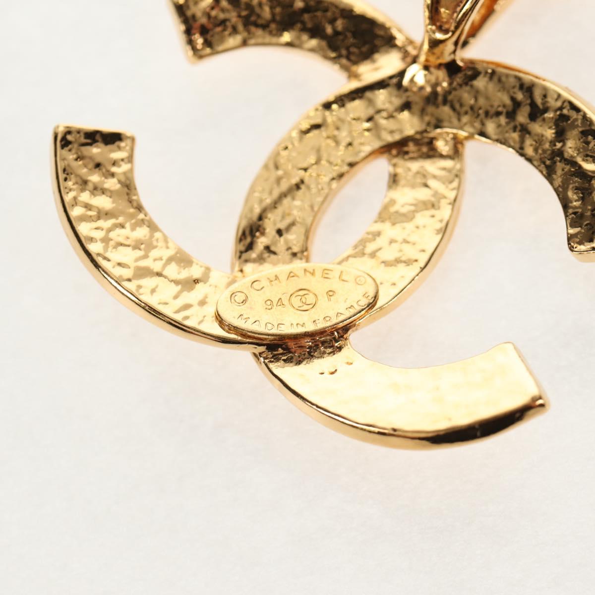 CHANEL COCO Mark Necklace metal Gold CC Auth 144683V