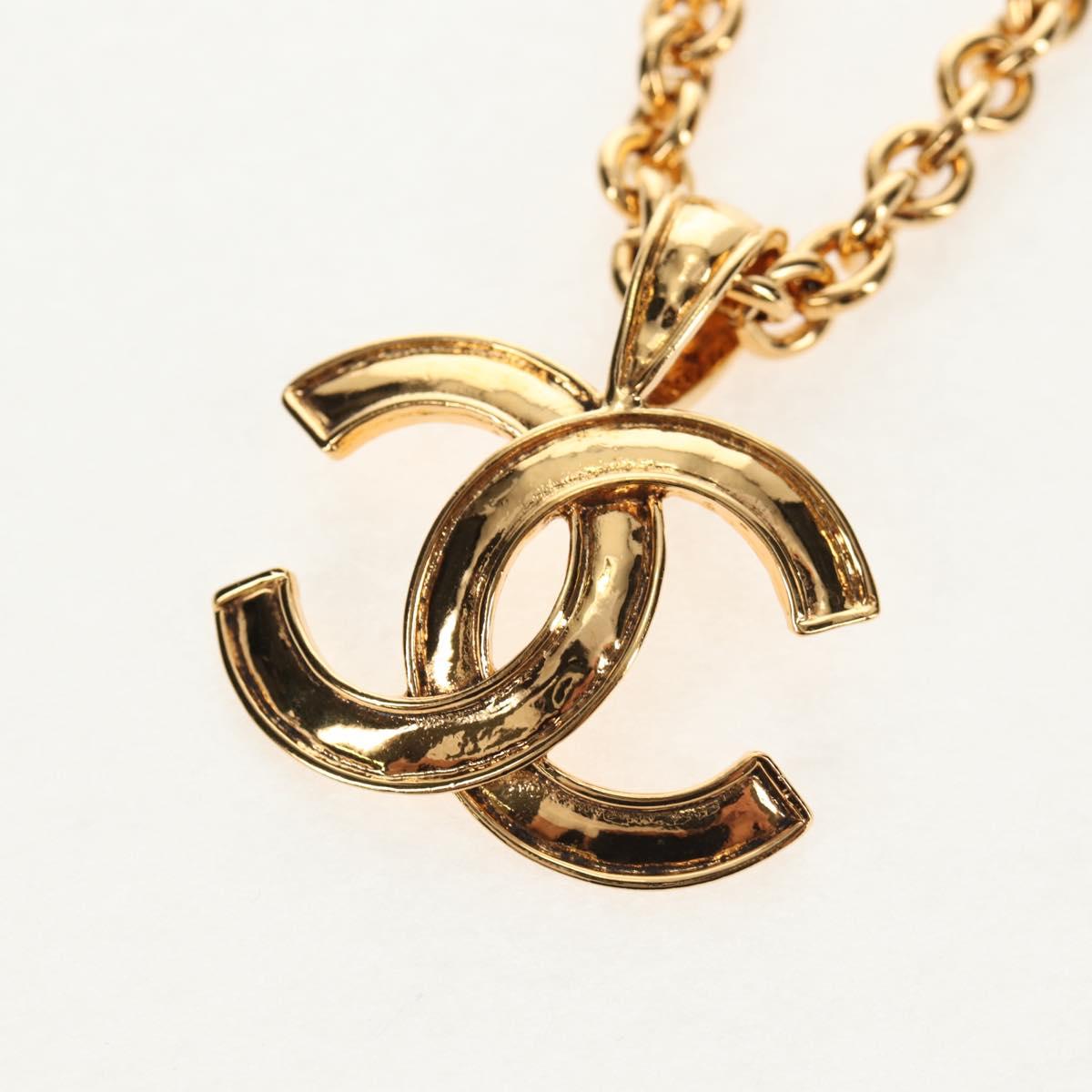 CHANEL COCO Mark Necklace metal Gold CC Auth 144683V
