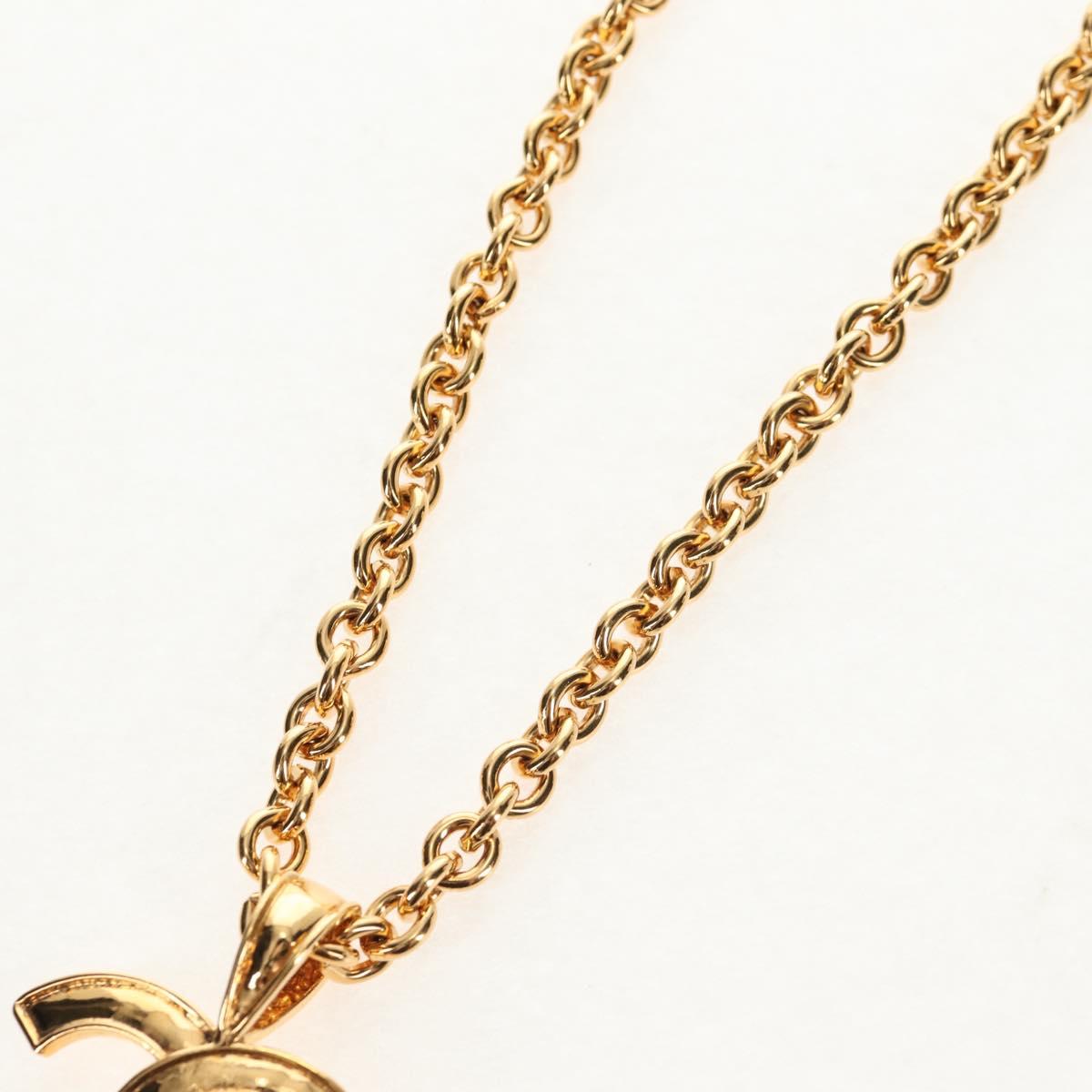 CHANEL COCO Mark Necklace metal Gold CC Auth 144683V