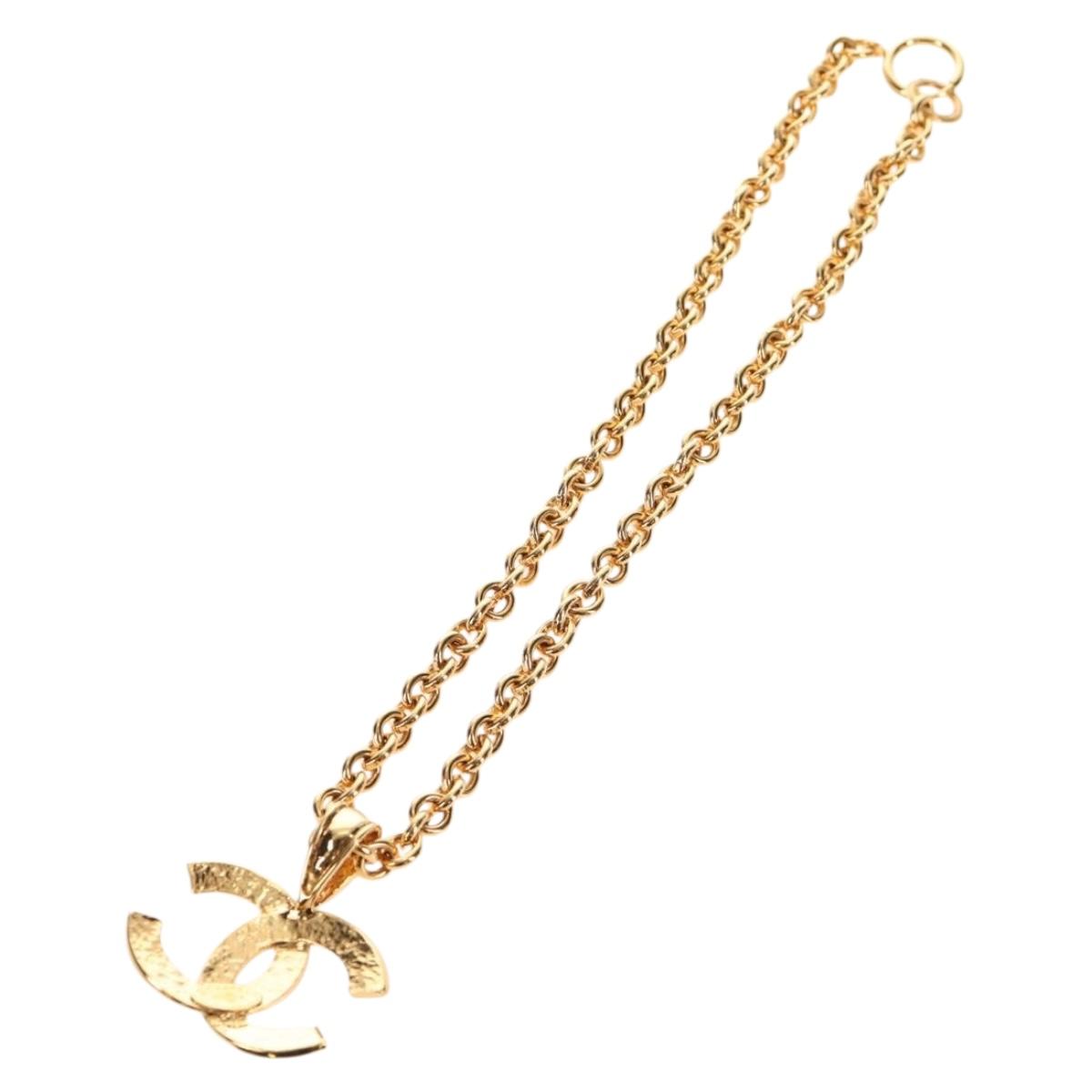 CHANEL COCO Mark Necklace metal Gold CC Auth 144683V
