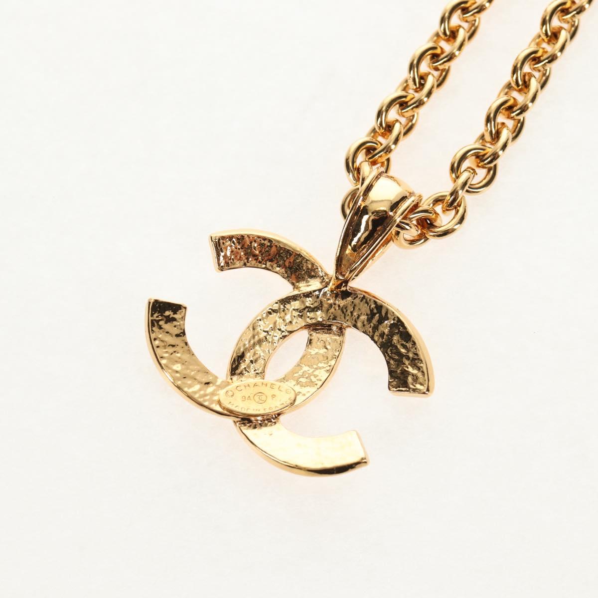 CHANEL COCO Mark Necklace metal Gold CC Auth 144683V