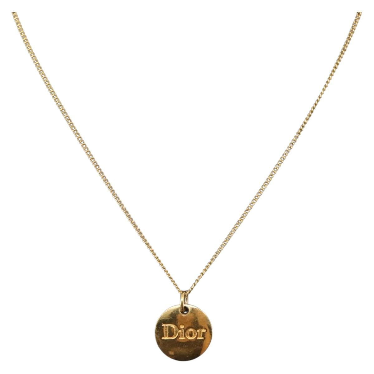 Christian Dior Necklace metal Gold Auth 144689