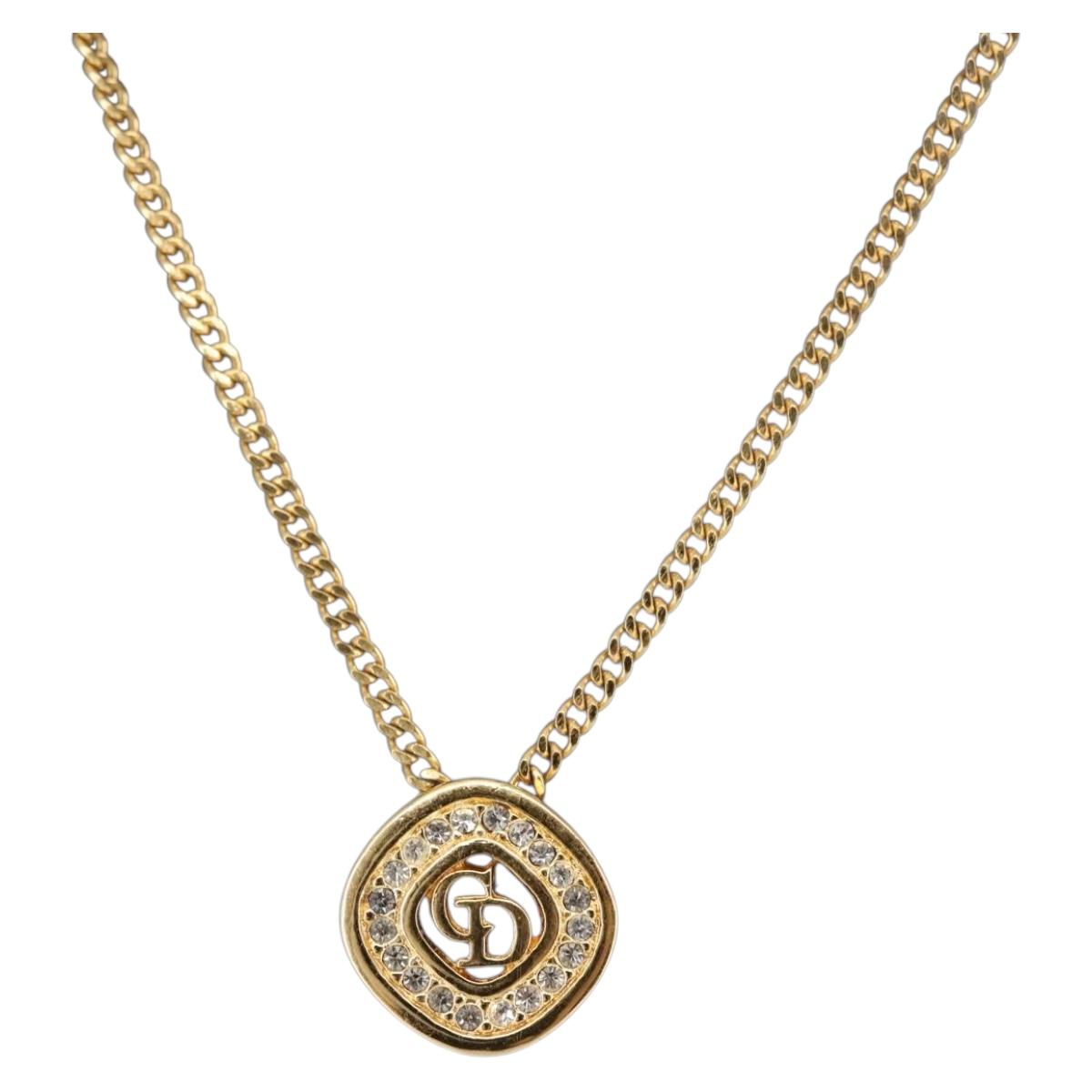 Christian Dior Necklace metal Gold Auth 144692