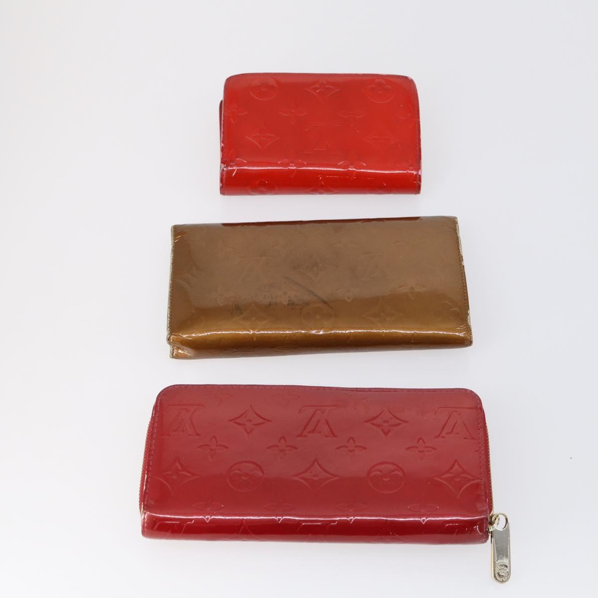 LOUIS VUITTON Epi Vernis Taiga Wallet 7 Set Red Black Brown LV Auth 144728