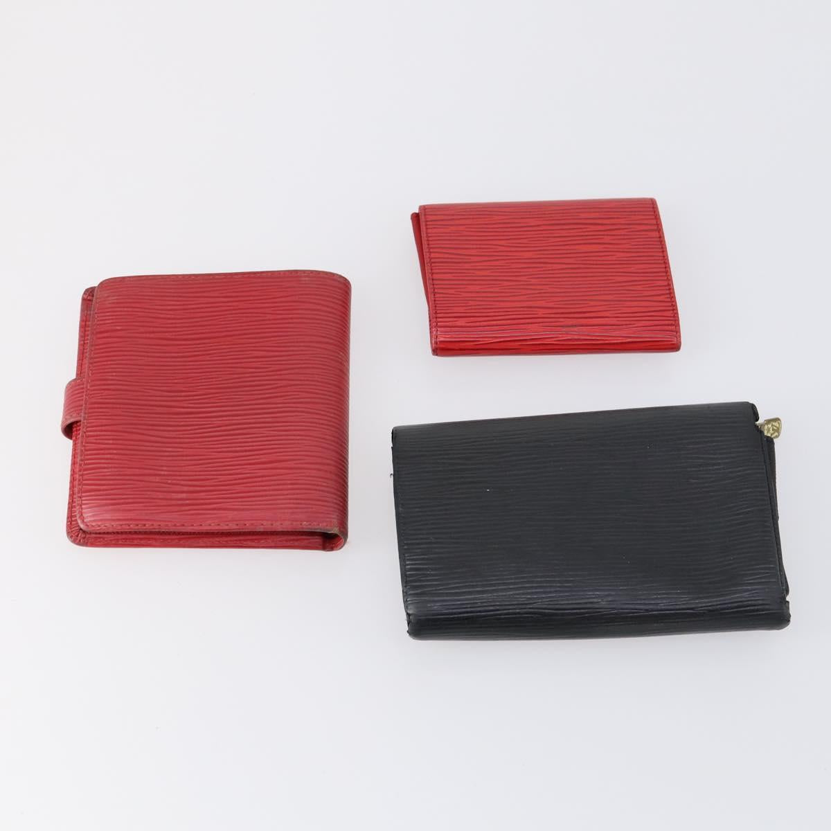 LOUIS VUITTON Epi Vernis Taiga Wallet 7 Set Red Black Brown LV Auth 144728