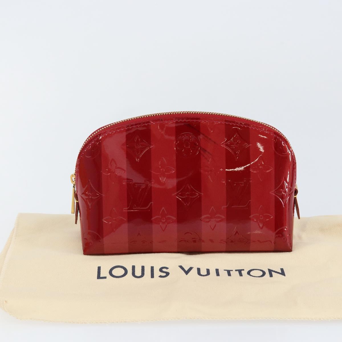 LOUIS VUITTON Vernis Rayure Pochette Cosmetic Pomme D'amour M91721 Auth 144780