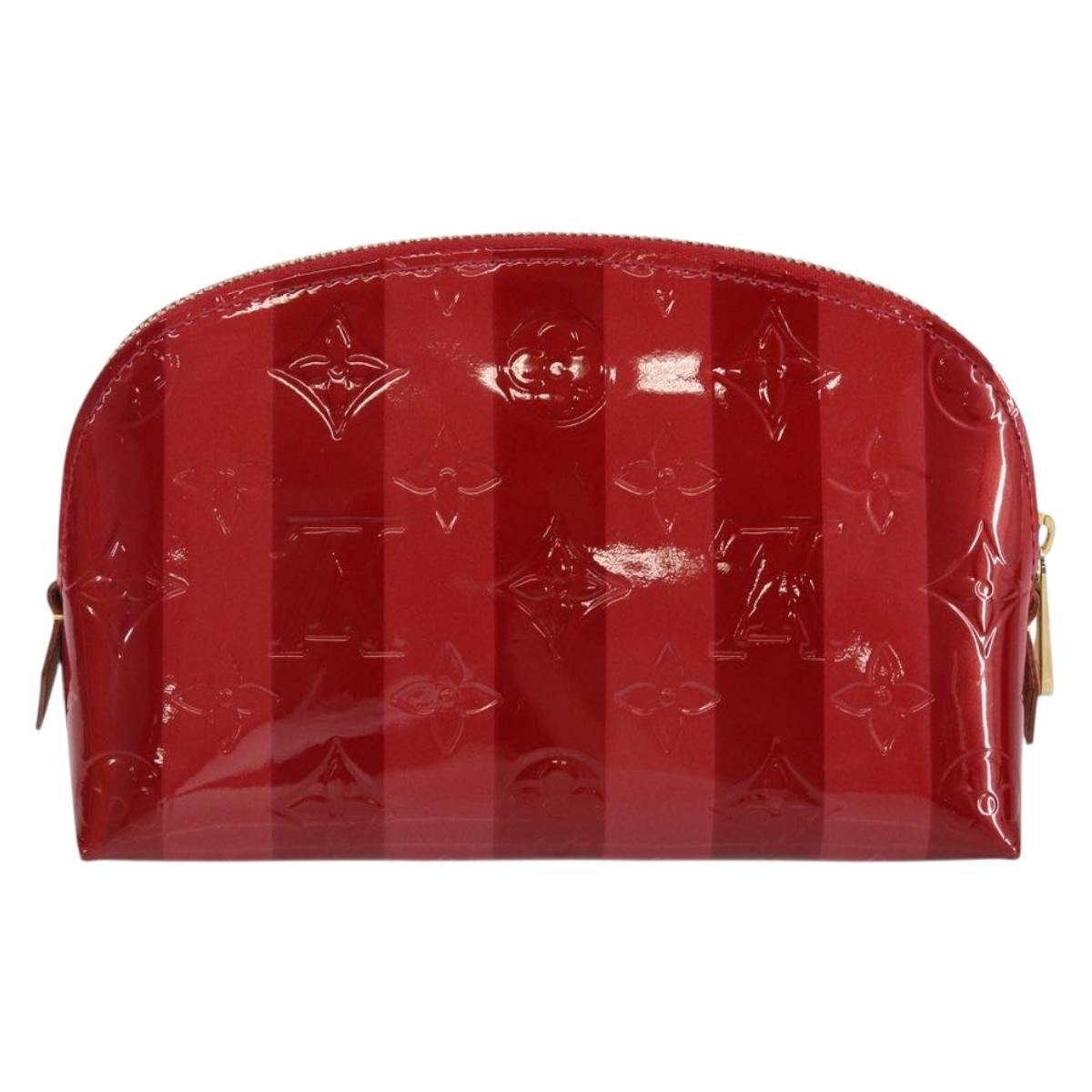 LOUIS VUITTON Vernis Rayure Pochette Cosmetic Pomme D'amour M91721 Auth 144780