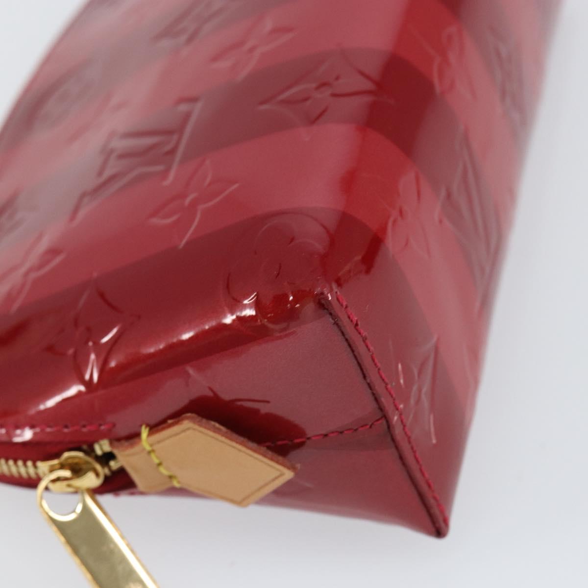 LOUIS VUITTON Vernis Rayure Pochette Cosmetic Pomme D'amour M91721 Auth 144780