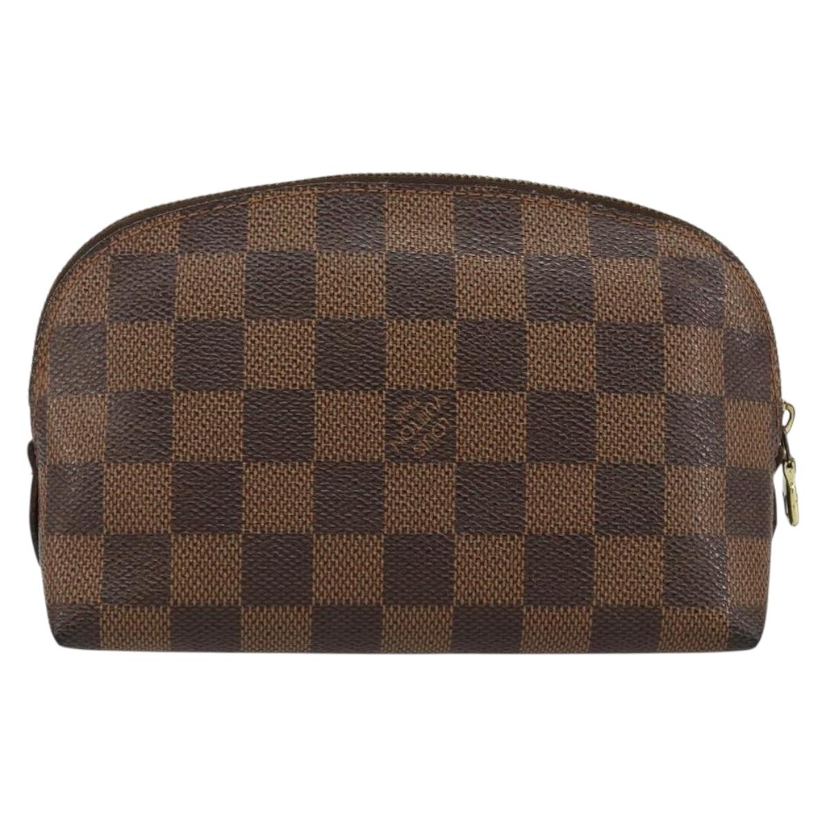 LOUIS VUITTON Damier Ebene Pochette Cosmetic PM Pouch N47516 LV Auth 144781