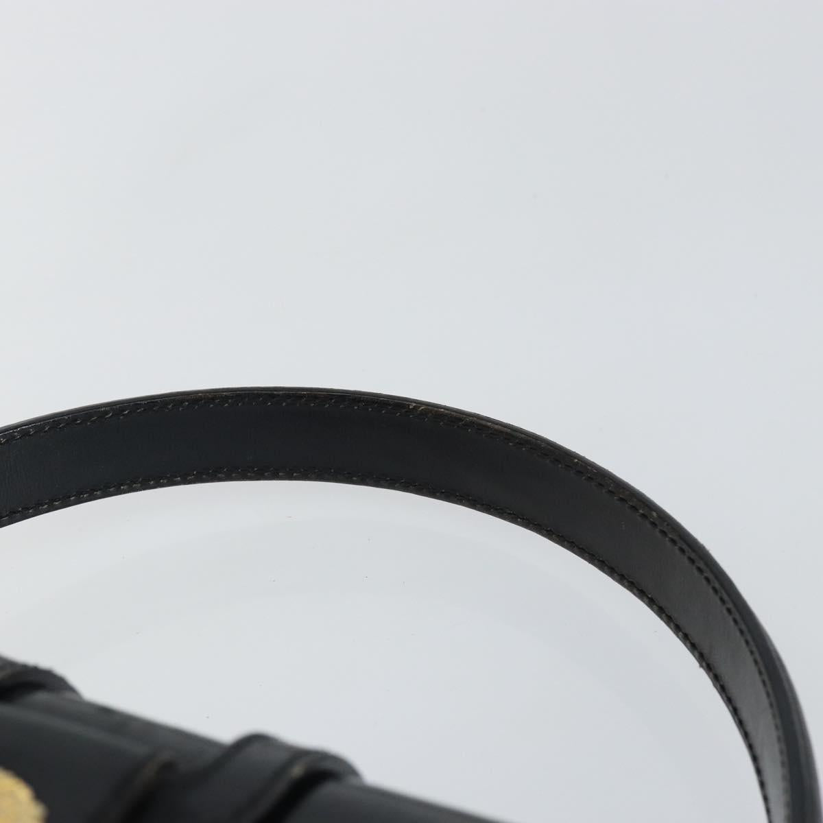 CELINE Hand Bag Leather Black Gold Auth 144782