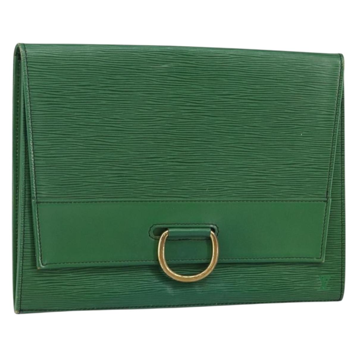 LOUIS VUITTON Epi Jena Clutch Bag Green M52724 LV Auth 144783