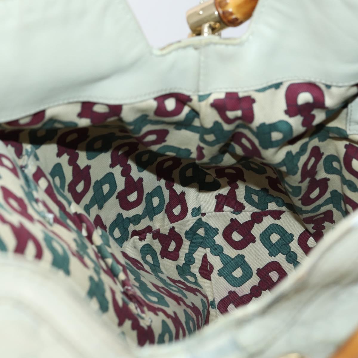 GUCCI Bamboo GG Canvas Guccissima Hand Bag Leather 2way Beige Gold Auth 144806