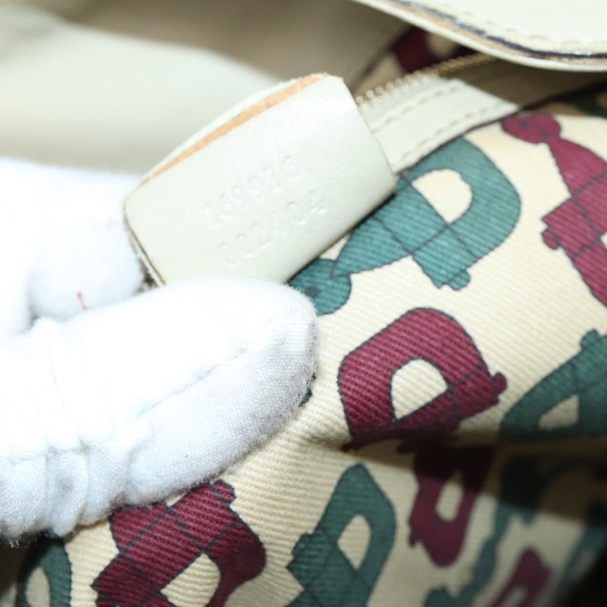 GUCCI Bamboo GG Canvas Guccissima Hand Bag Leather 2way Beige Gold Auth 144806