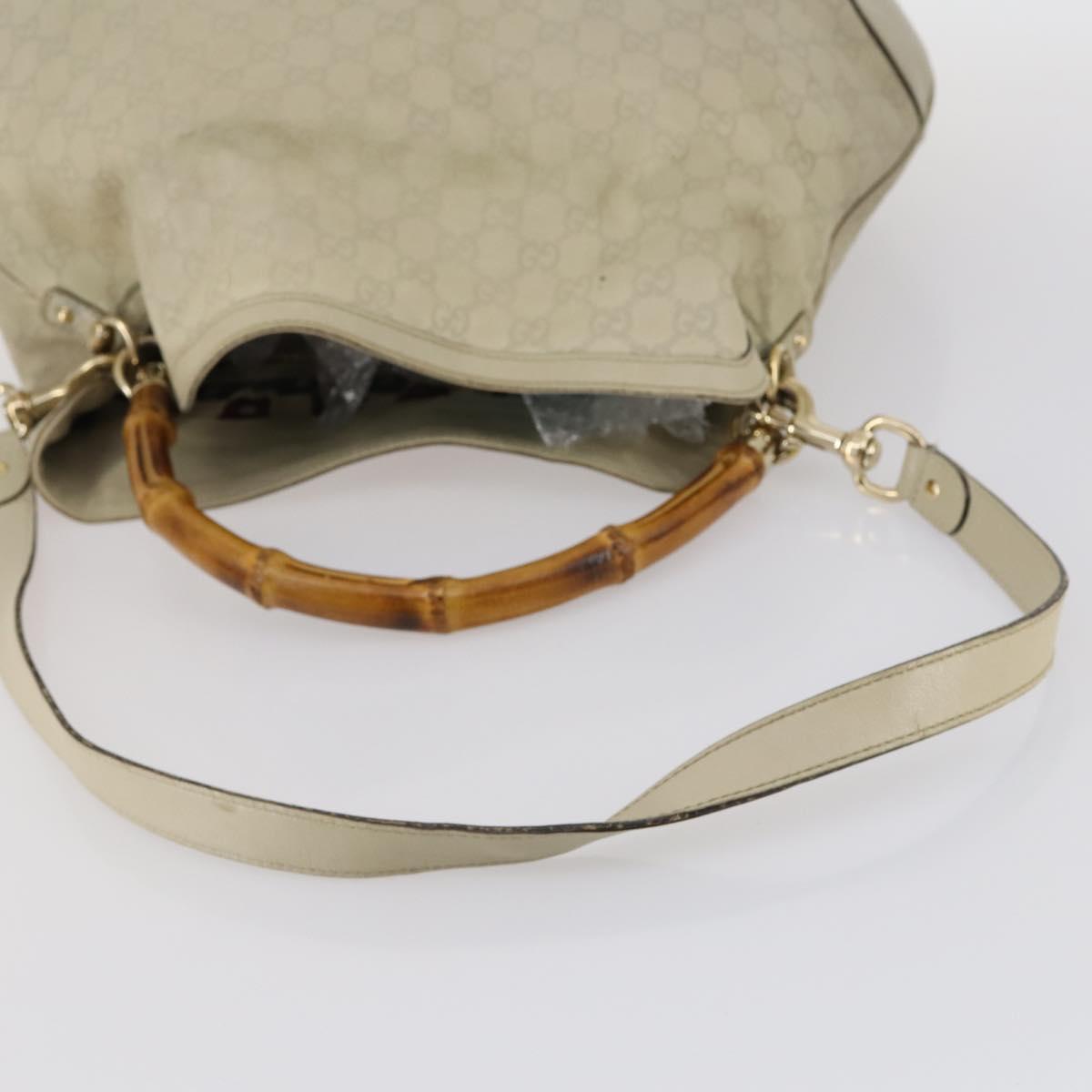 GUCCI Bamboo GG Canvas Guccissima Hand Bag Leather 2way Beige Gold Auth 144806