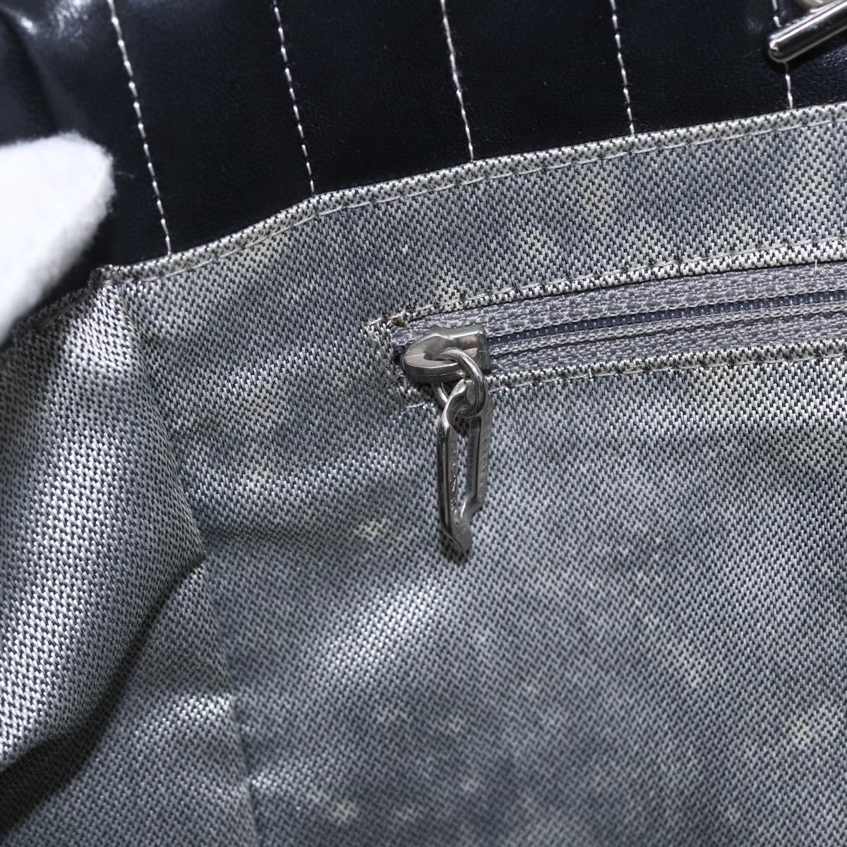 CHANEL New Mademoiselle Chain Tote Bag Leather Black Silver CC Auth 144808