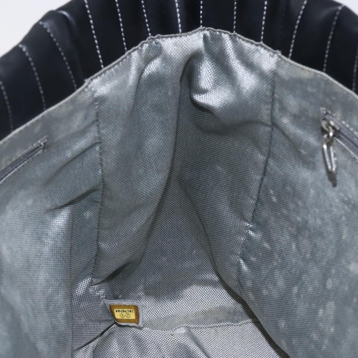 CHANEL New Mademoiselle Chain Tote Bag Leather Black Silver CC Auth 144808