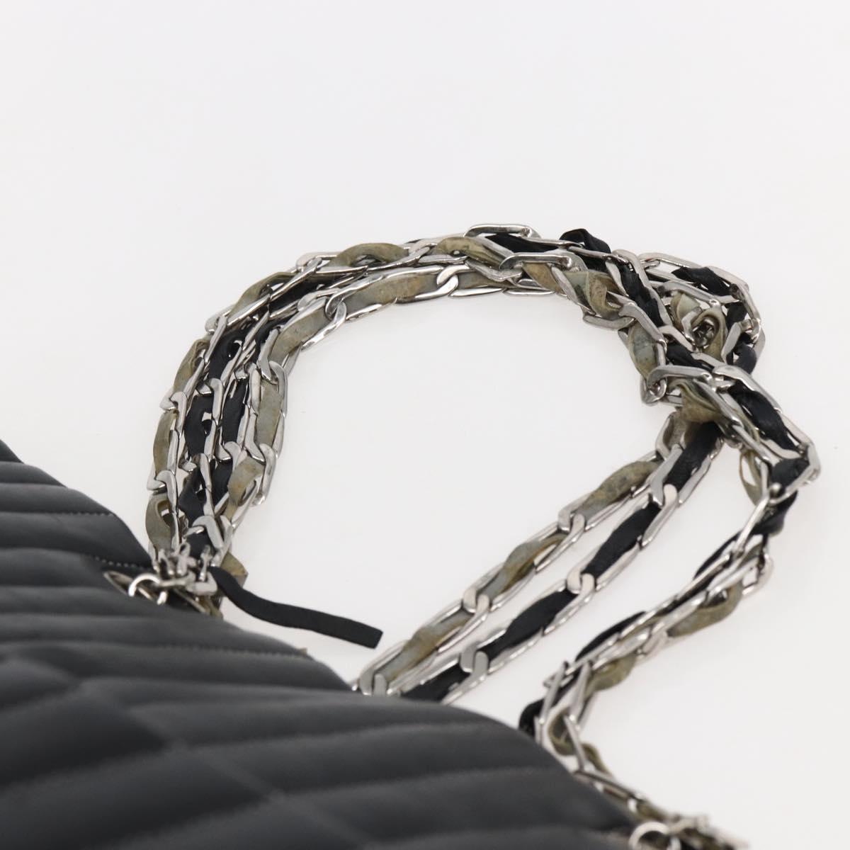 CHANEL New Mademoiselle Chain Tote Bag Leather Black Silver CC Auth 144808