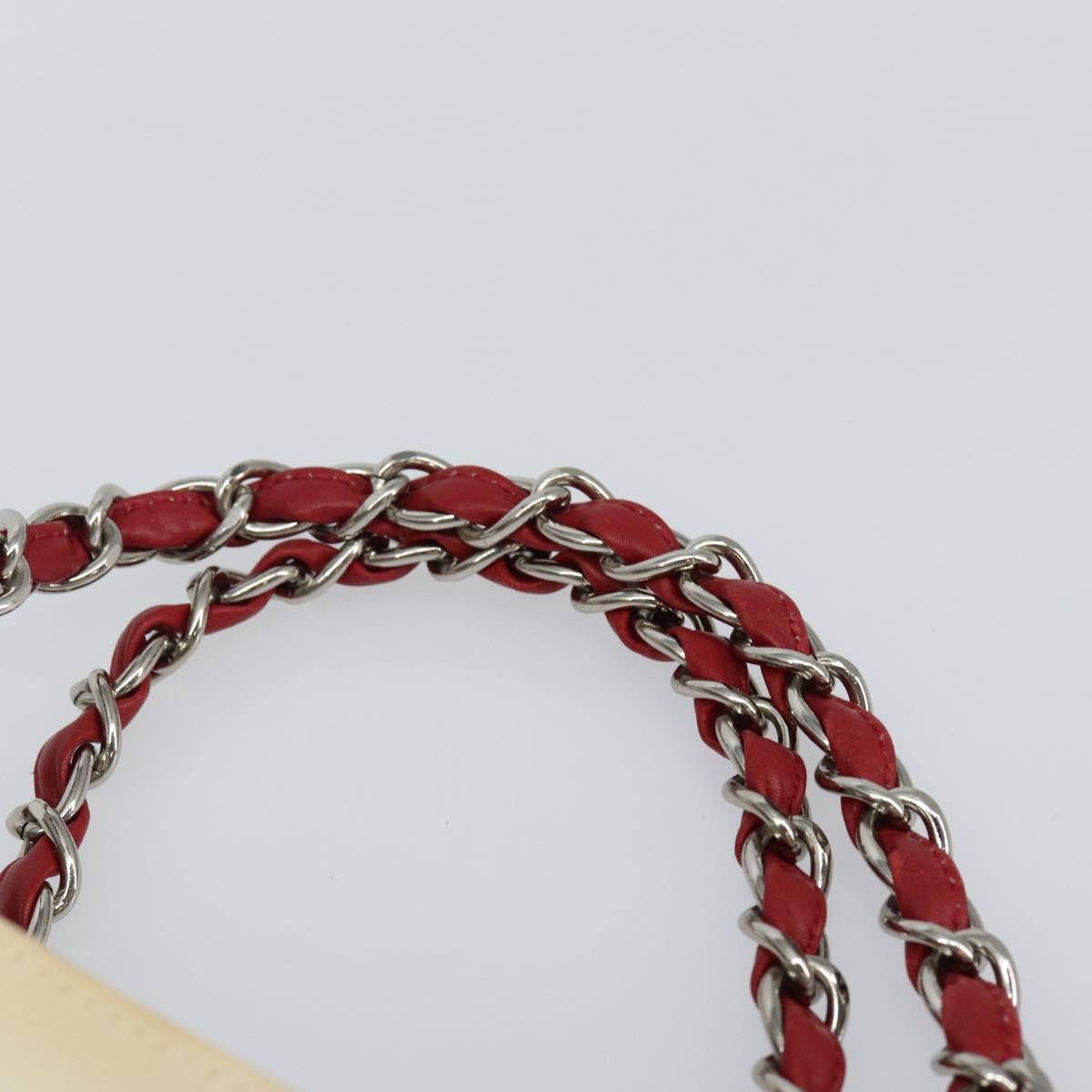 CHANEL Chain Tote Bag No5 Canvas Beige Silver CC Auth 144809