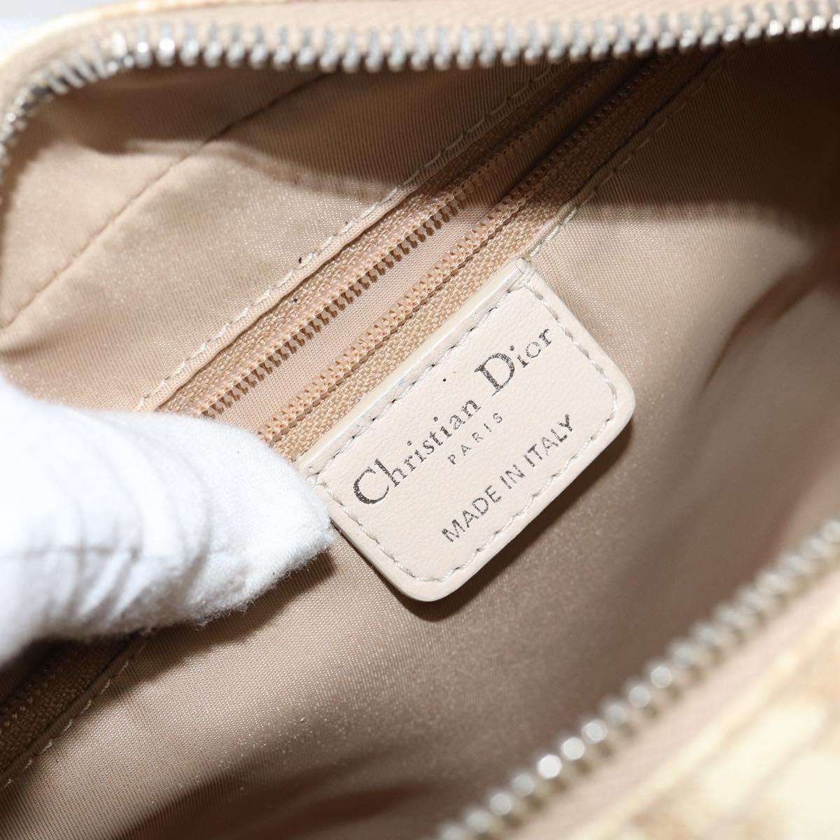 Christian Dior Trotter Canvas Romantic Chain Hand Bag PVC Beige Auth 144811
