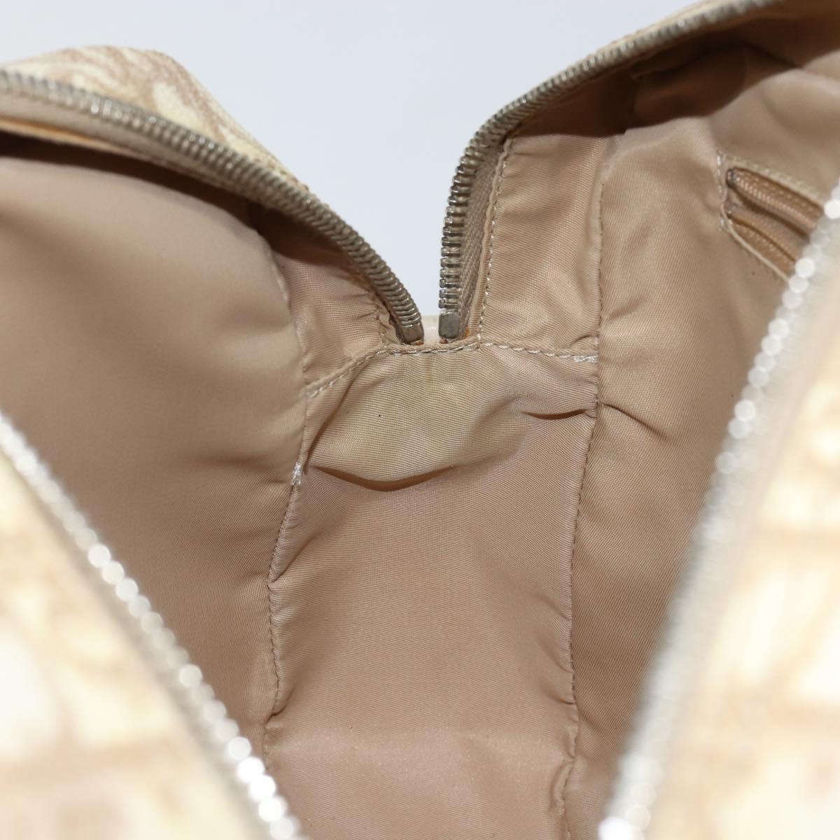 Christian Dior Trotter Canvas Romantic Chain Hand Bag PVC Beige Auth 144811