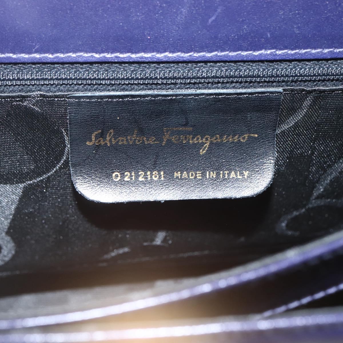 Salvatore Ferragamo Gancini Hand Bag Leather 2way Purple Gold Auth 144813