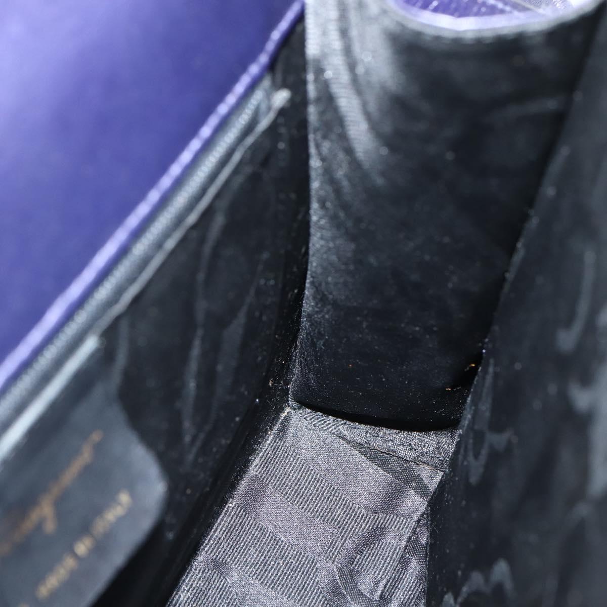 Salvatore Ferragamo Gancini Hand Bag Leather 2way Purple Gold Auth 144813