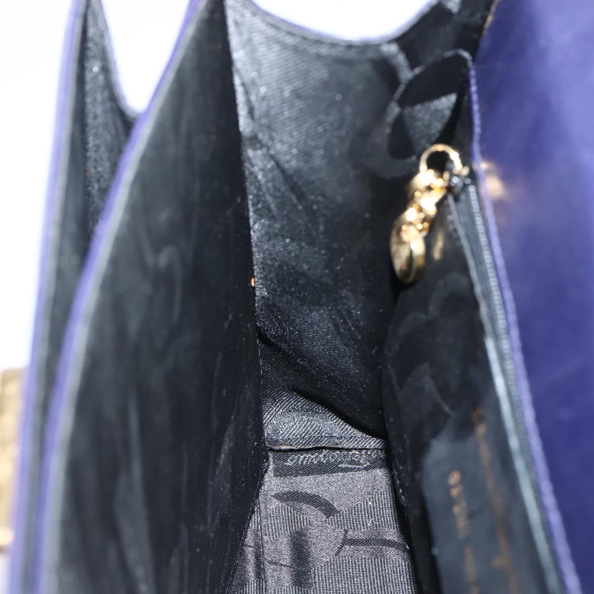 Salvatore Ferragamo Gancini Hand Bag Leather 2way Purple Gold Auth 144813