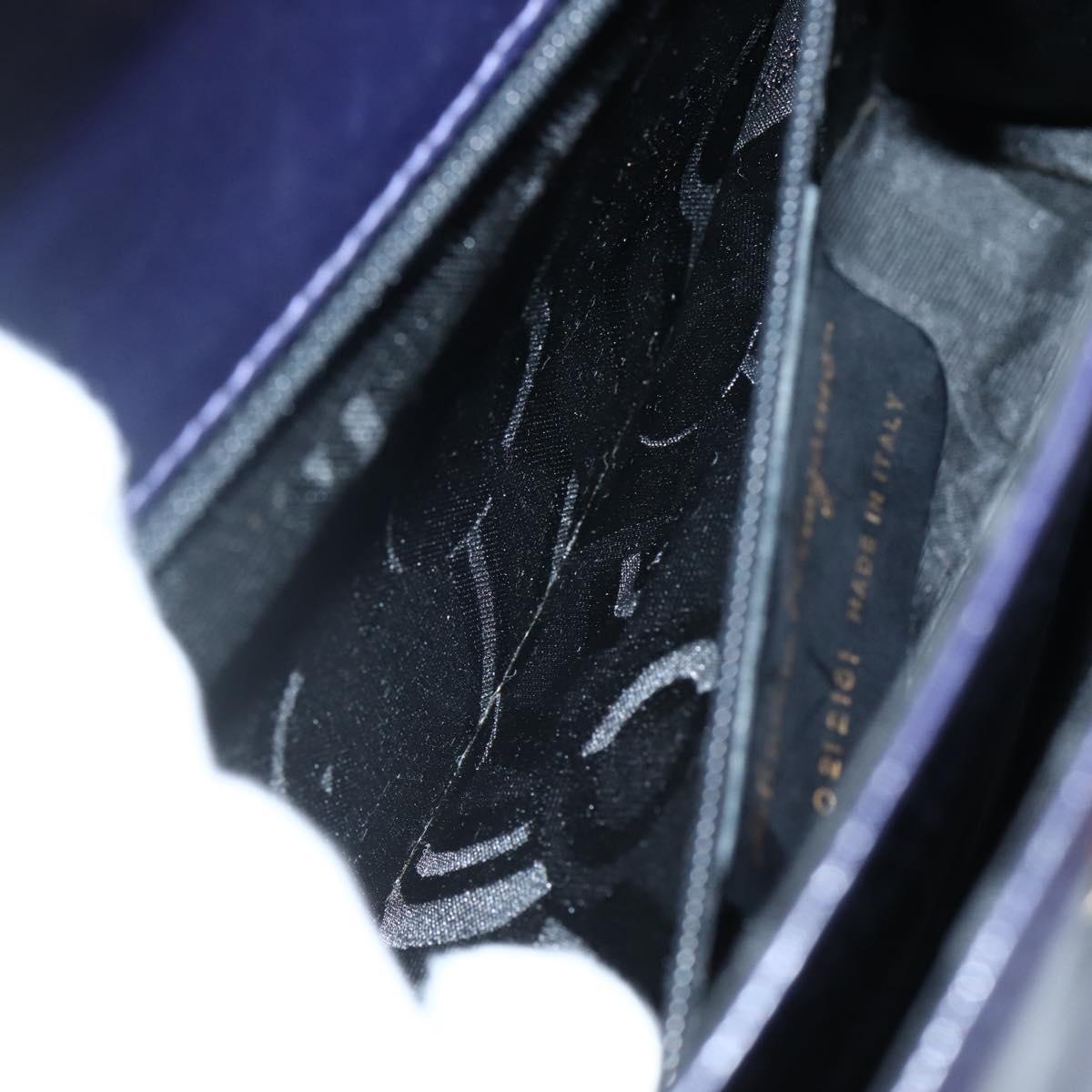 Salvatore Ferragamo Gancini Hand Bag Leather 2way Purple Gold Auth 144813