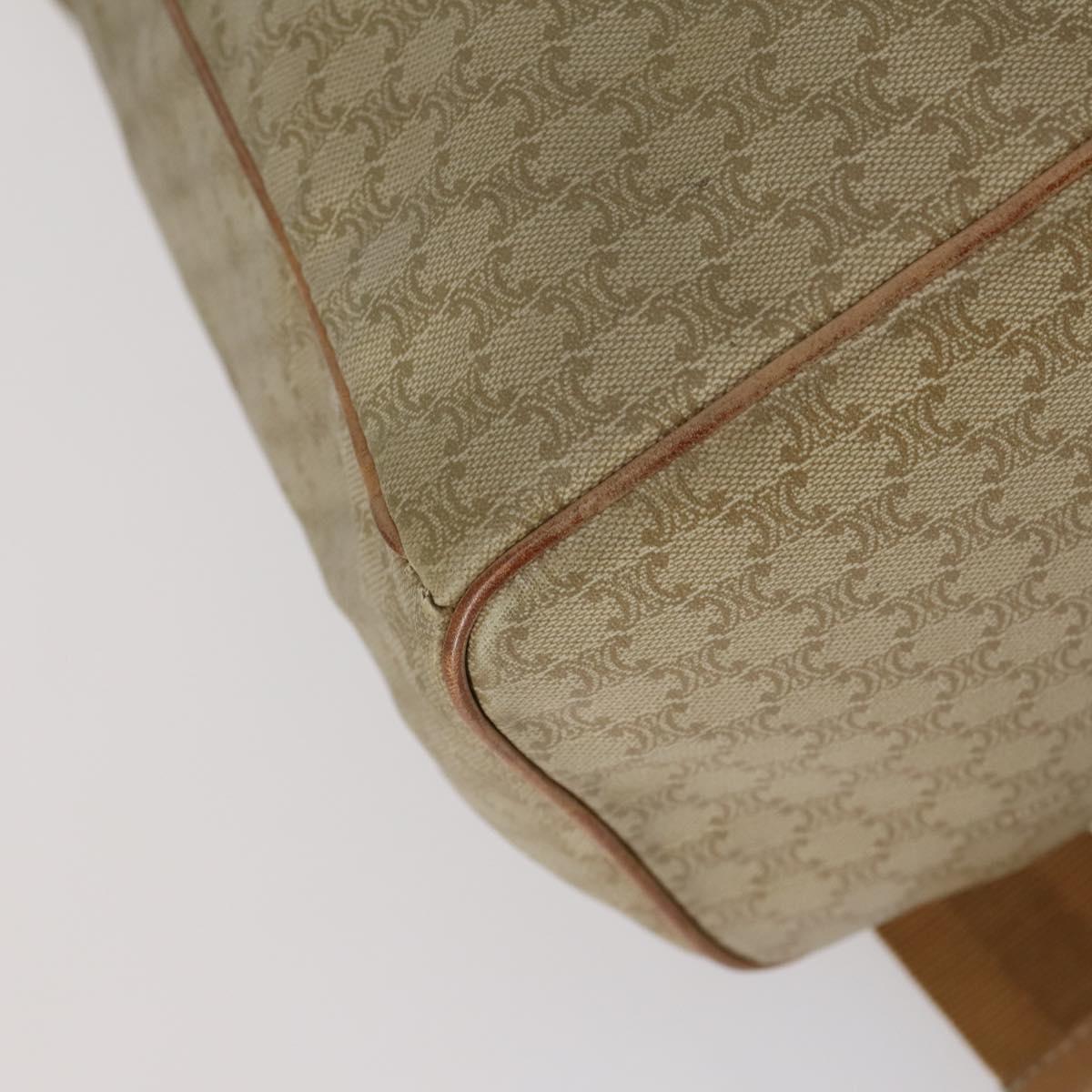 CELINE Macadam Canvas Backpack PVC Leather Beige Gold Auth 144815