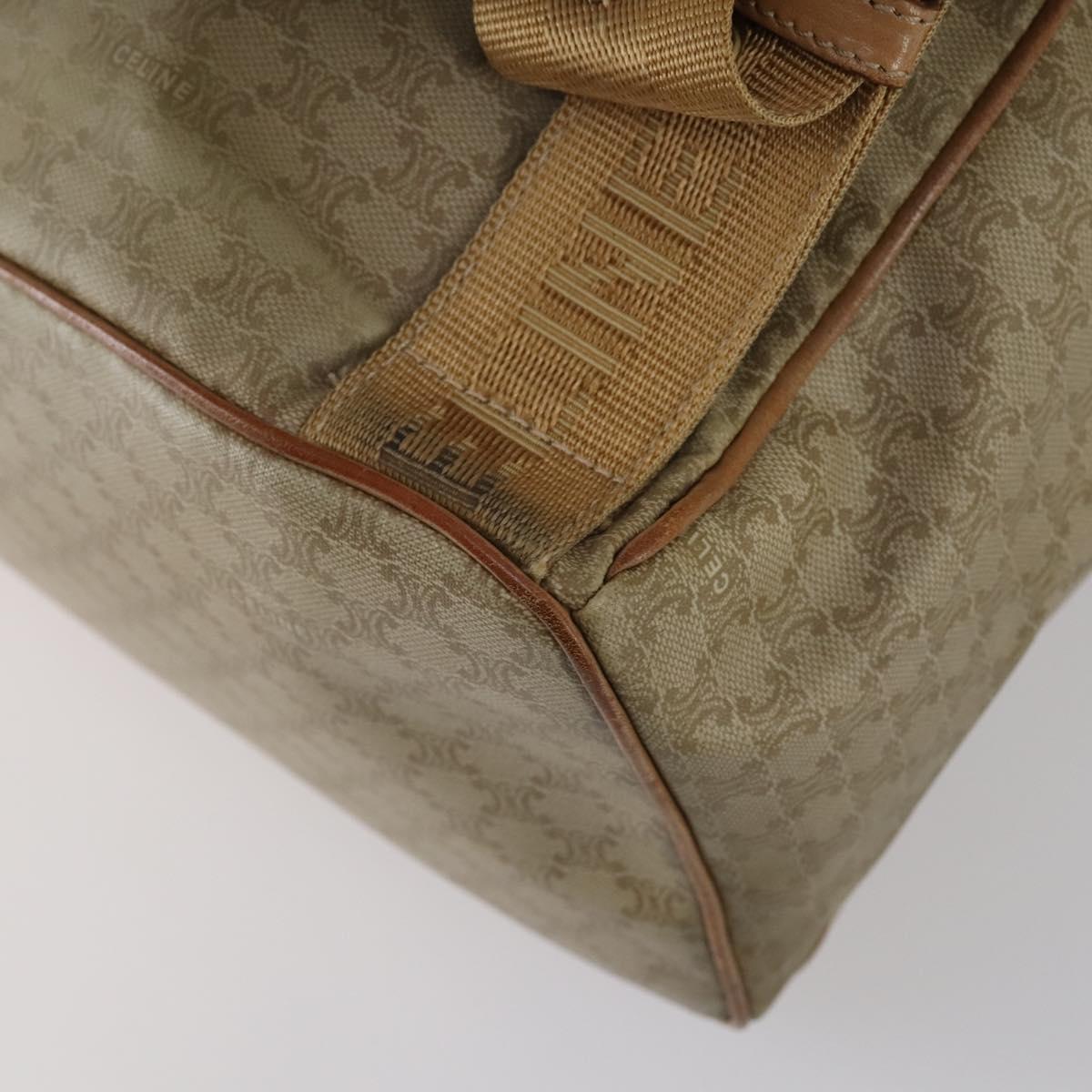 CELINE Macadam Canvas Backpack PVC Leather Beige Gold Auth 144815