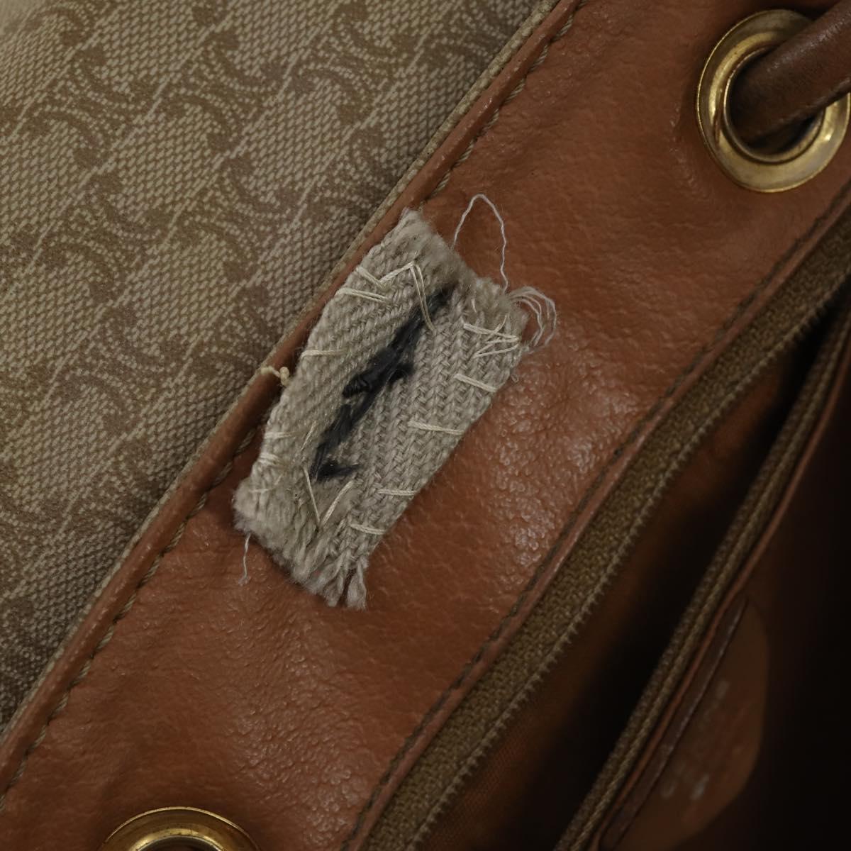 CELINE Macadam Canvas Backpack PVC Leather Beige Gold Auth 144815