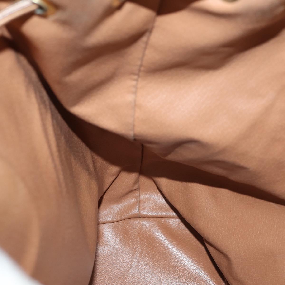 CELINE Macadam Canvas Backpack PVC Leather Beige Gold Auth 144815