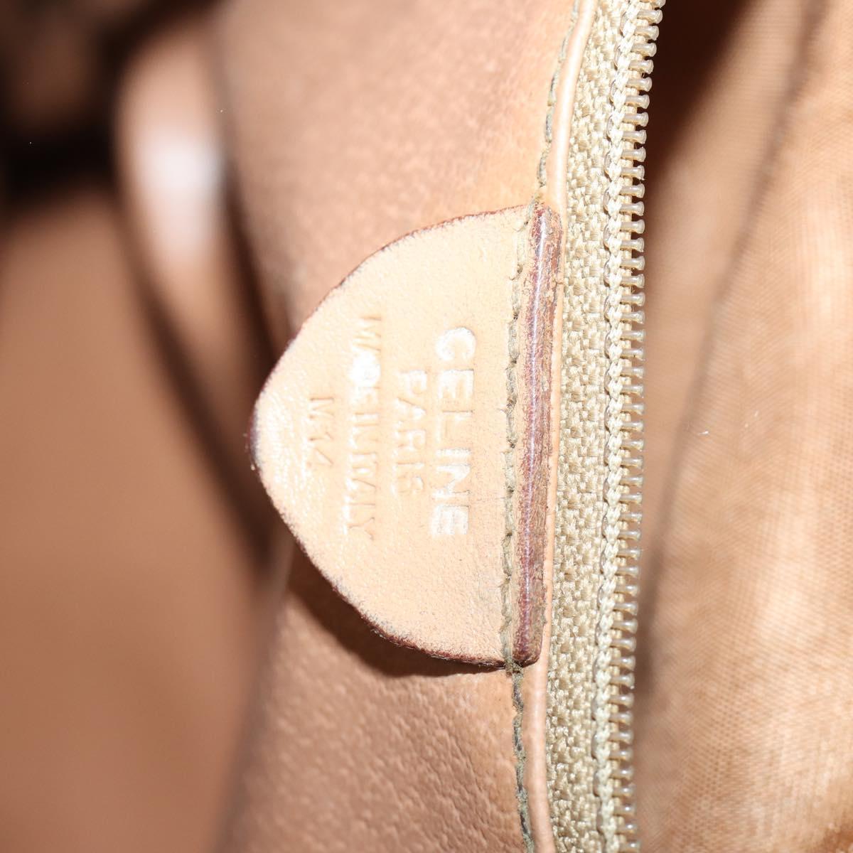 CELINE Macadam Canvas Backpack PVC Leather Beige Gold Auth 144815