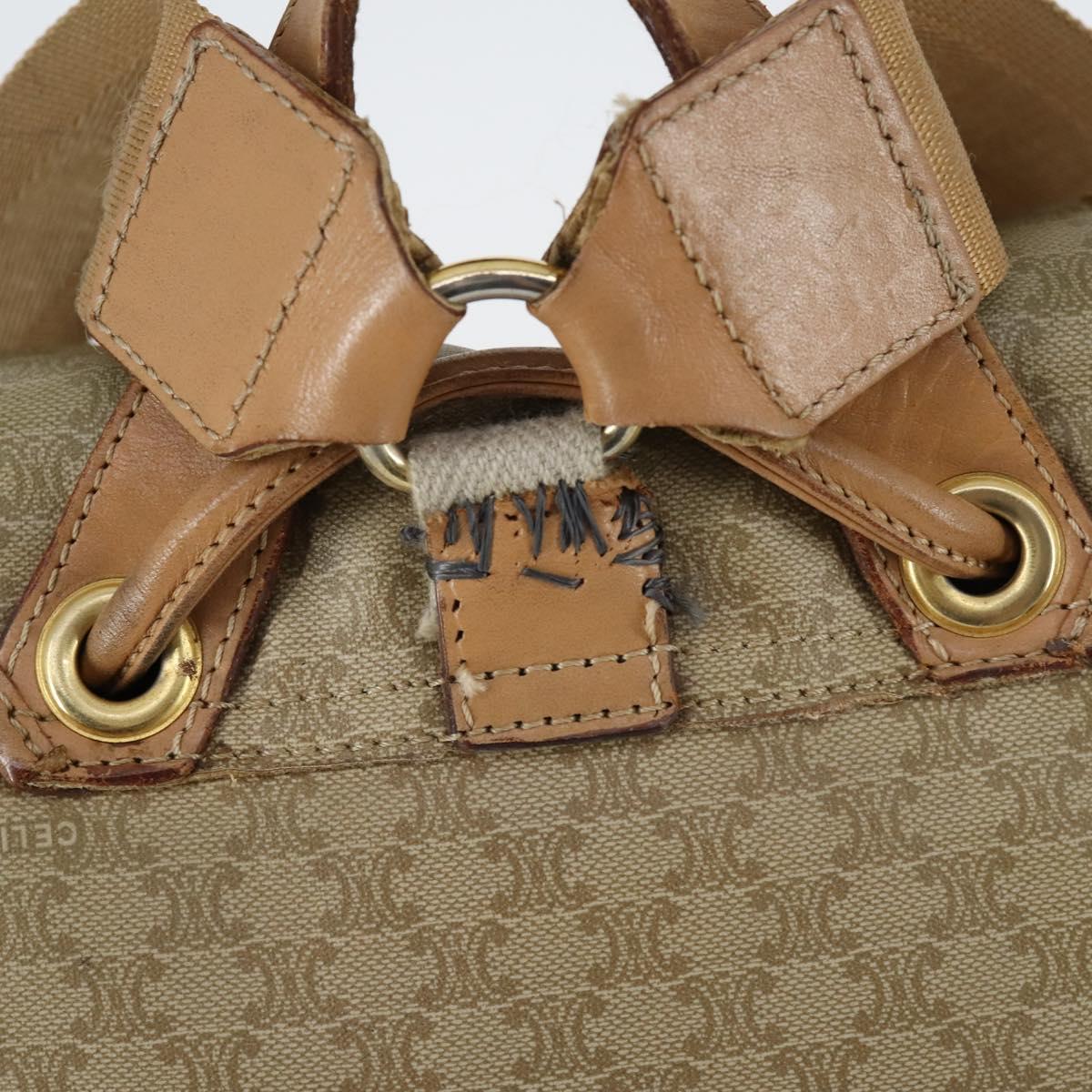 CELINE Macadam Canvas Backpack PVC Leather Beige Gold Auth 144815