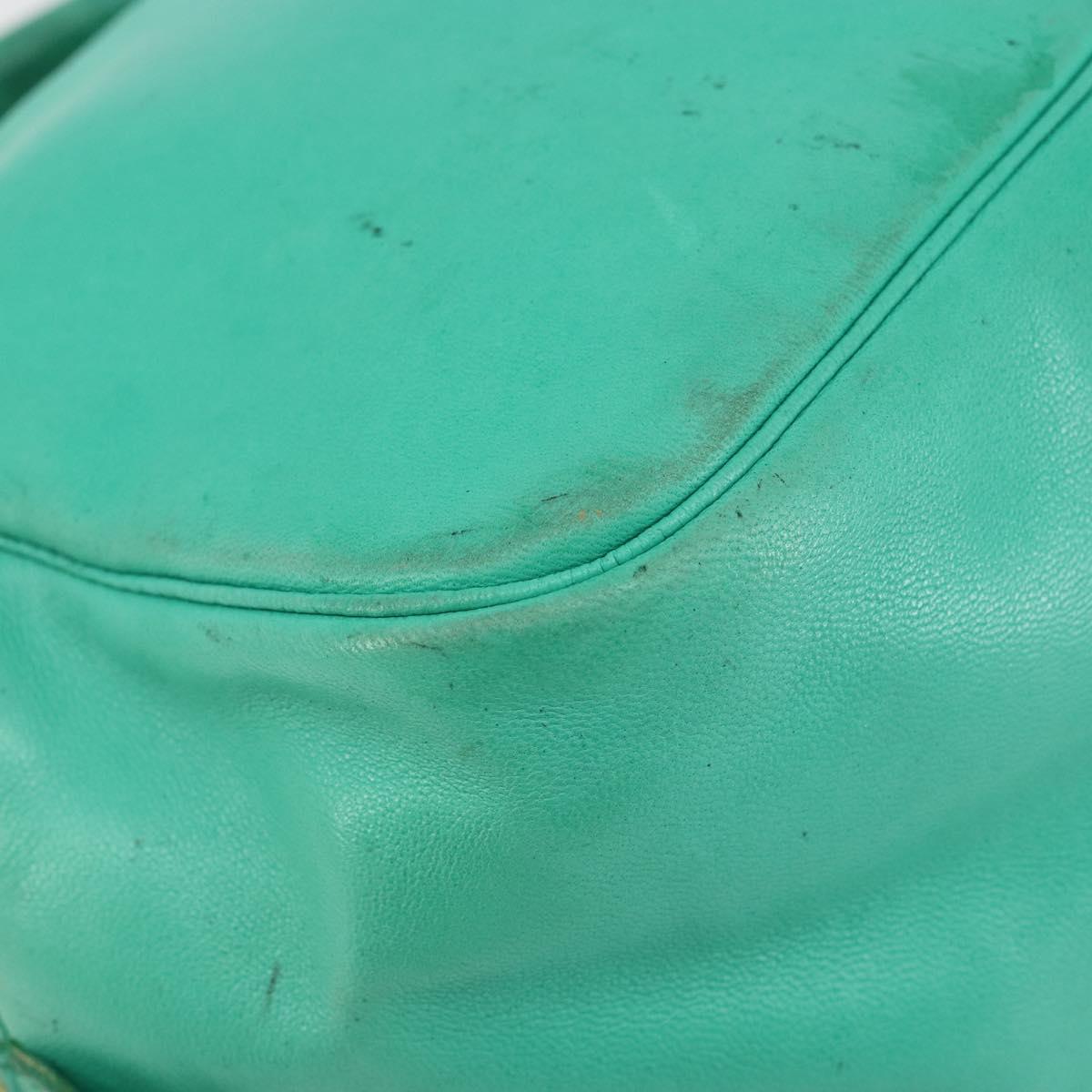 Christian Dior Hand Bag Leather Green Gold Auth 144817