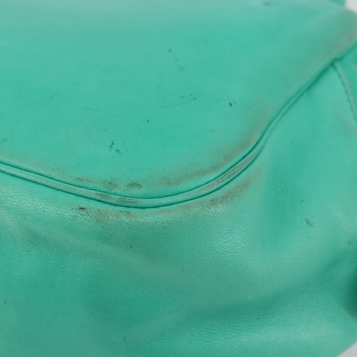 Christian Dior Hand Bag Leather Green Gold Auth 144817