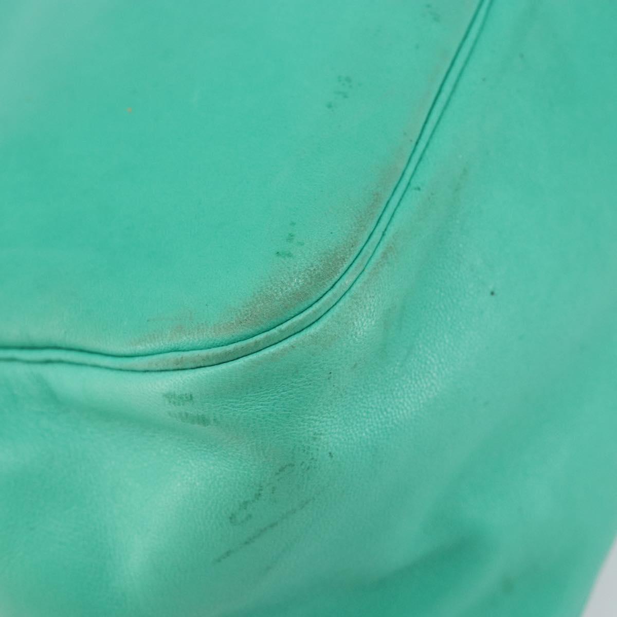 Christian Dior Hand Bag Leather Green Gold Auth 144817