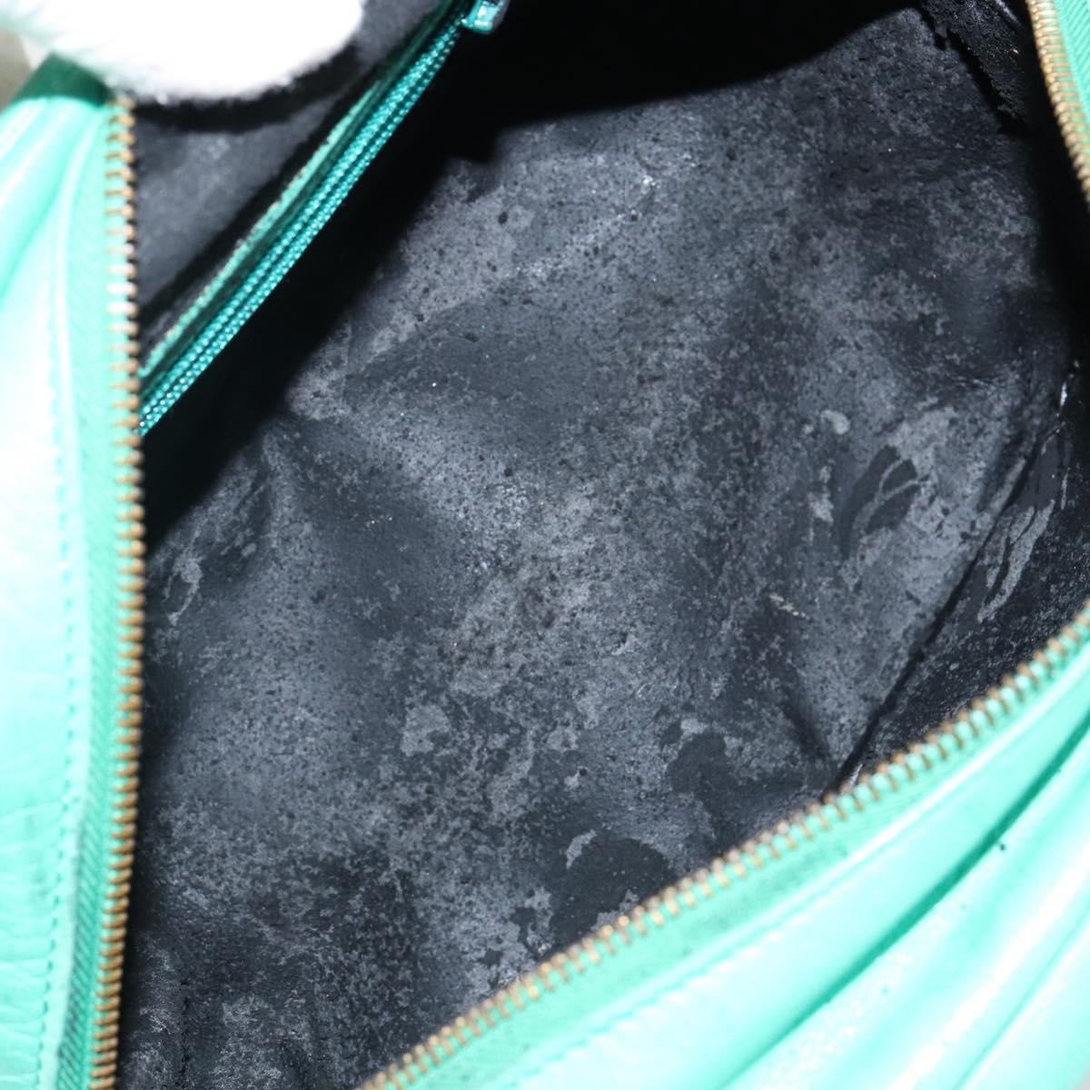 Christian Dior Hand Bag Leather Green Gold Auth 144817