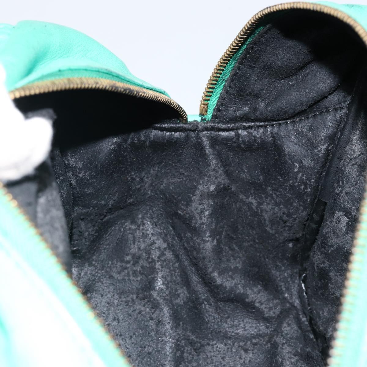 Christian Dior Hand Bag Leather Green Gold Auth 144817