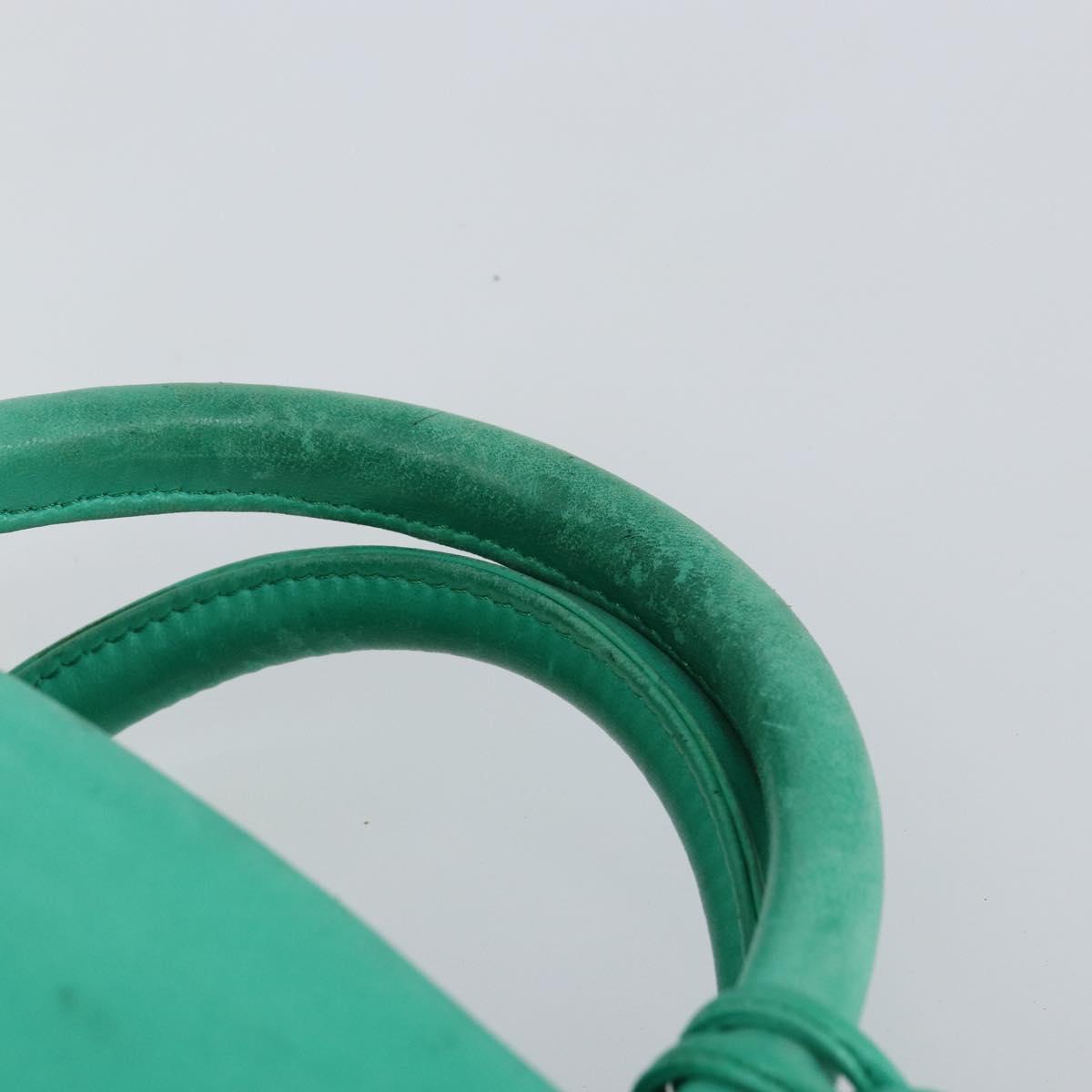 Christian Dior Hand Bag Leather Green Gold Auth 144817