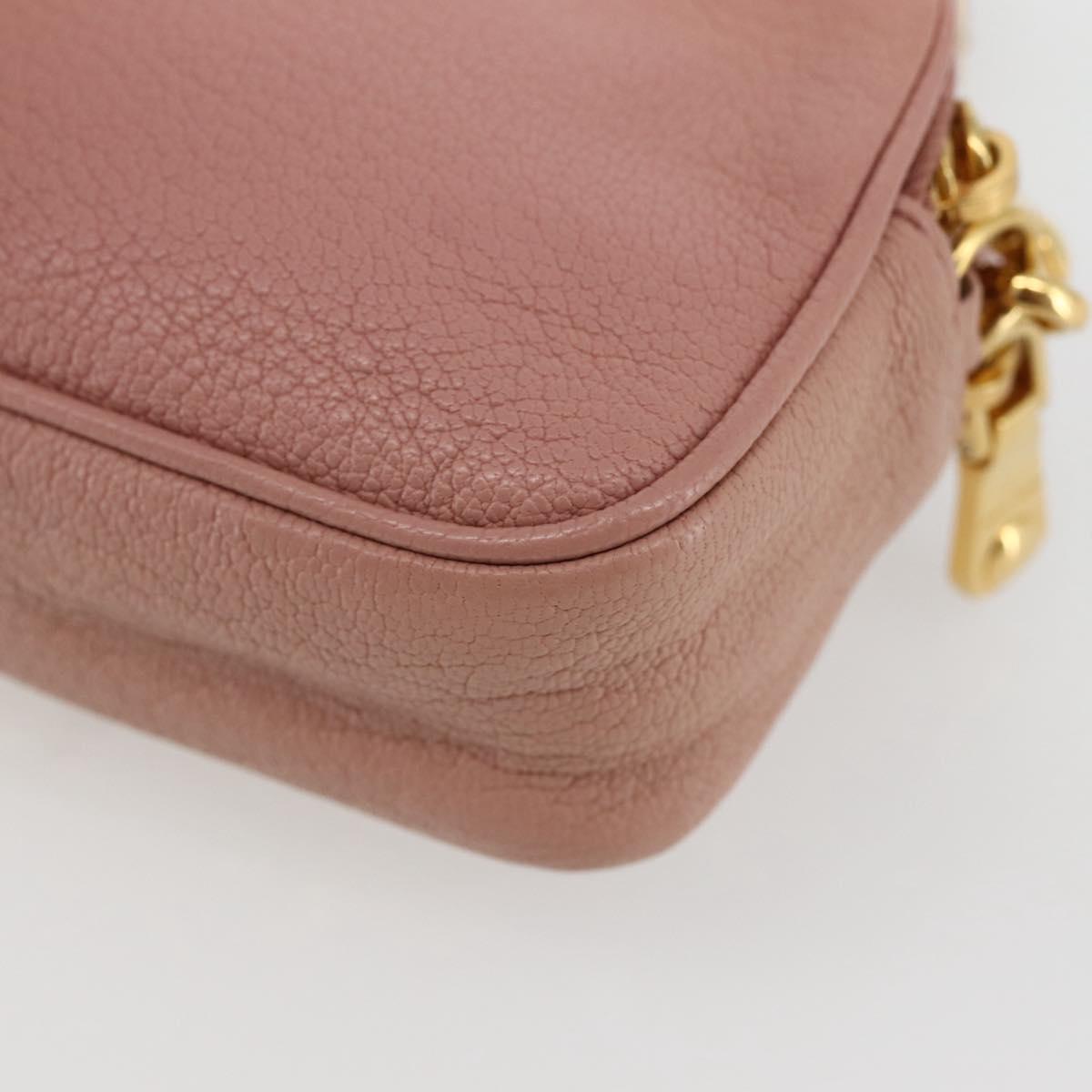 Miu Miu Pouch Leather Beige Gold Auth 144819V