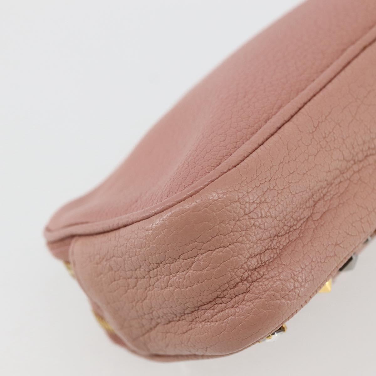 Miu Miu Pouch Leather Beige Gold Auth 144819V