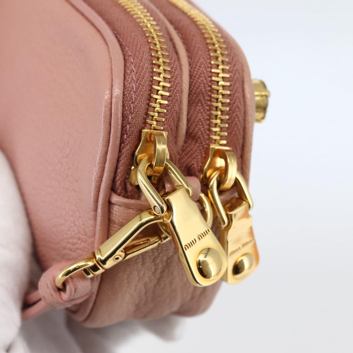 Miu Miu Pouch Leather Beige Gold Auth 144819V