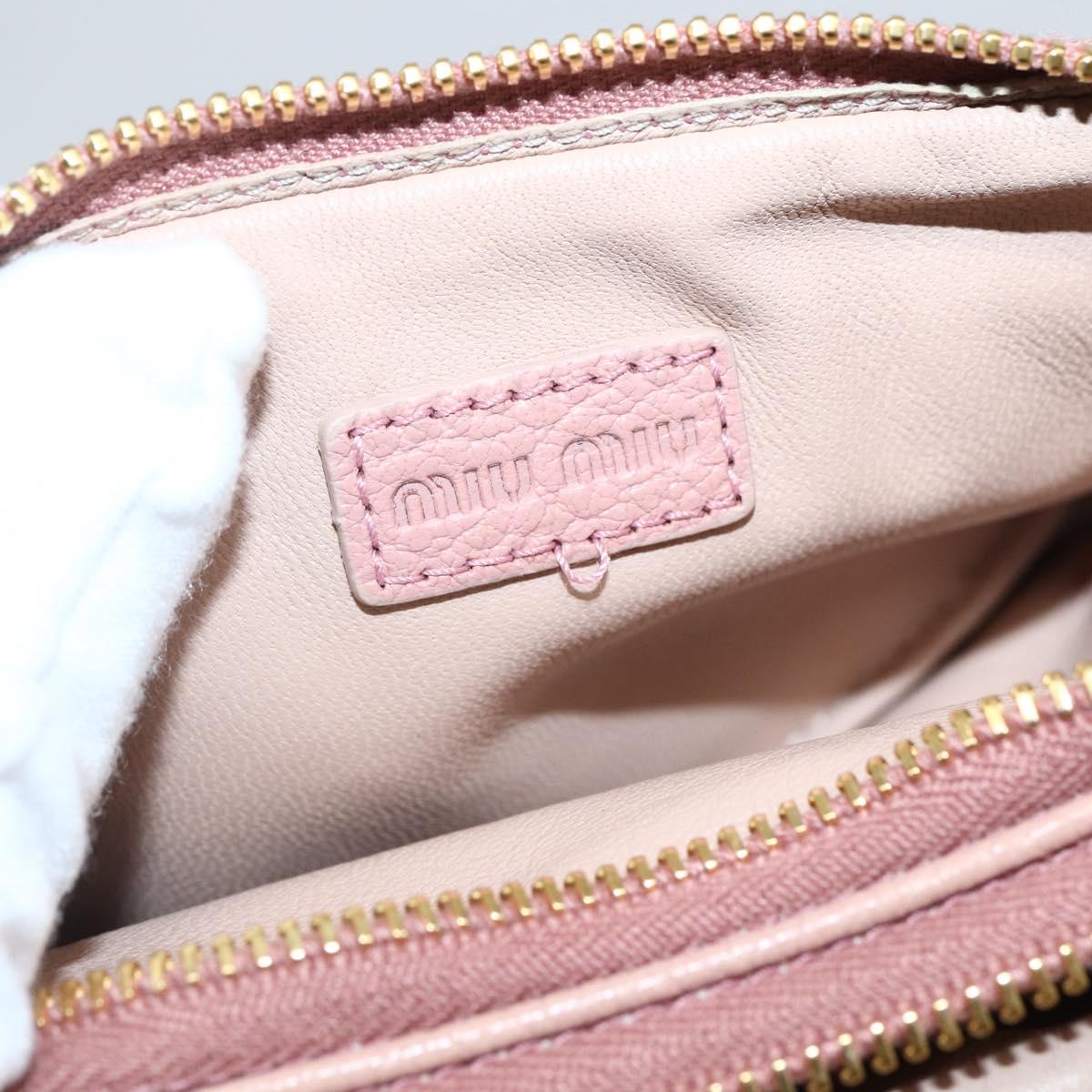 Miu Miu Pouch Leather Beige Gold Auth 144819V