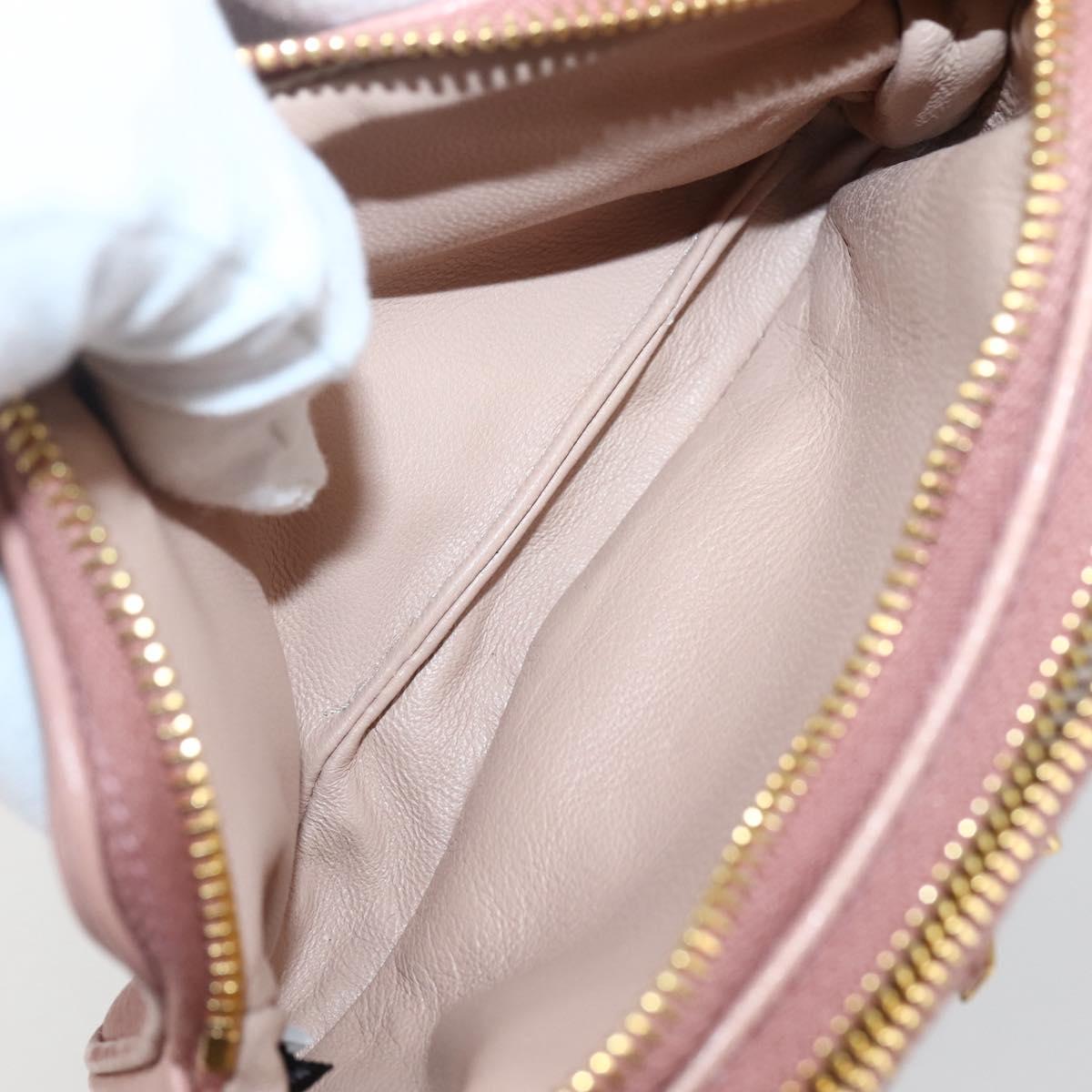 Miu Miu Pouch Leather Beige Gold Auth 144819V