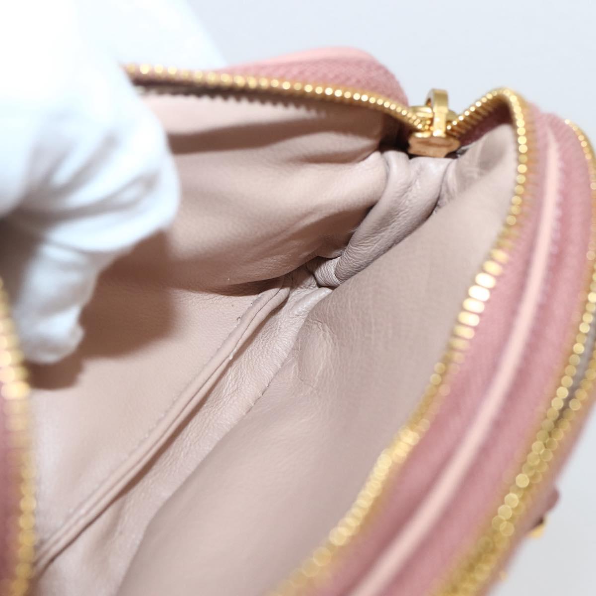 Miu Miu Pouch Leather Beige Gold Auth 144819V