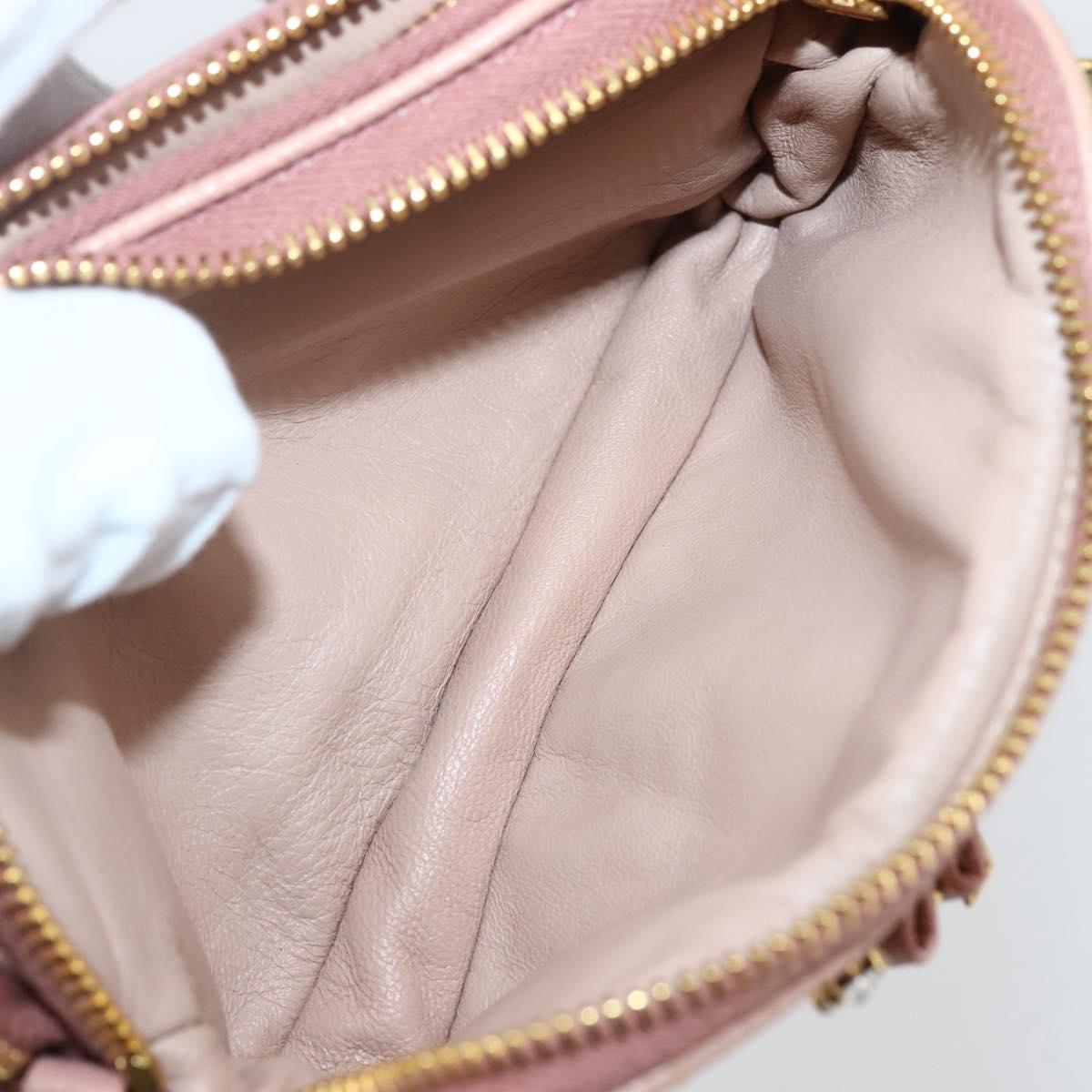 Miu Miu Pouch Leather Beige Gold Auth 144819V