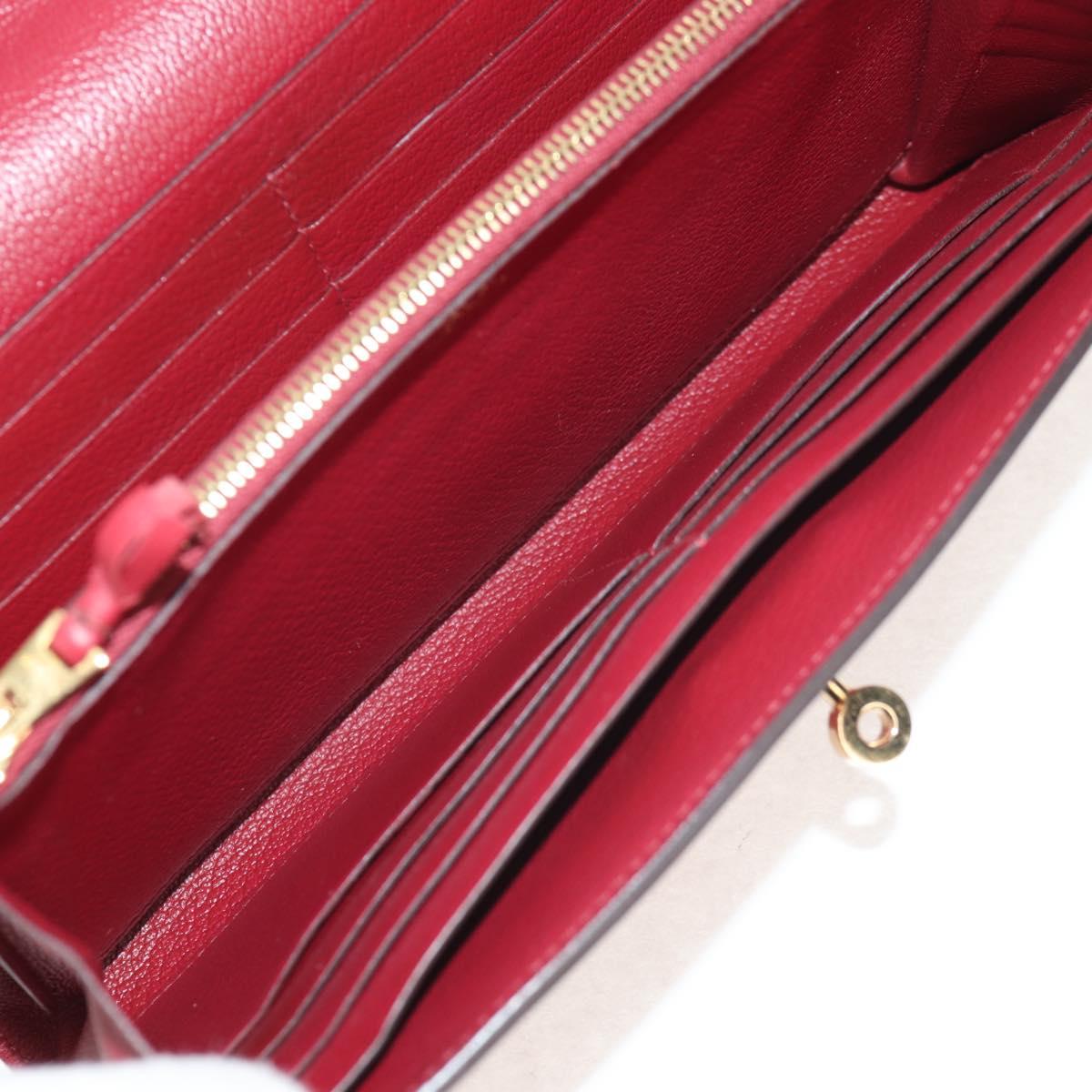 HERMES Kelly Long Wallet Leather Red Gold Auth 144824SAM